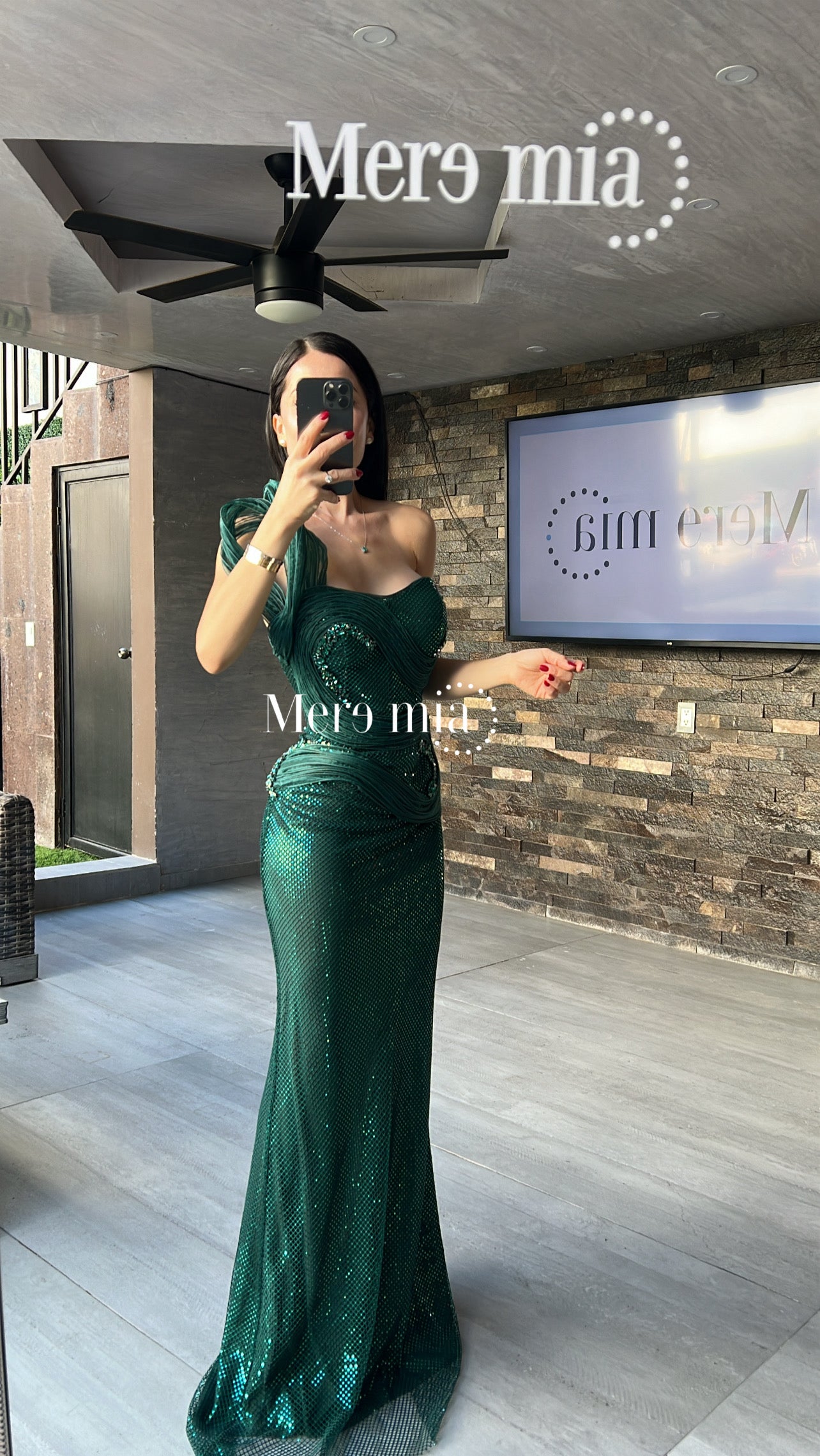 Vestido verde tul brilloso