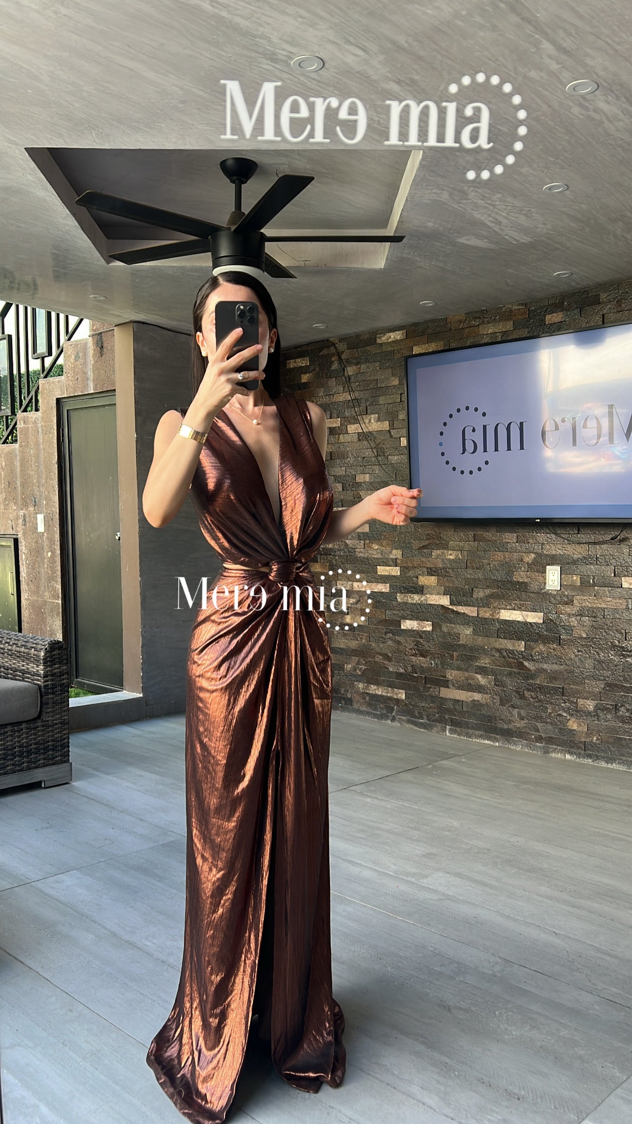 Vestido cobre abert nudo