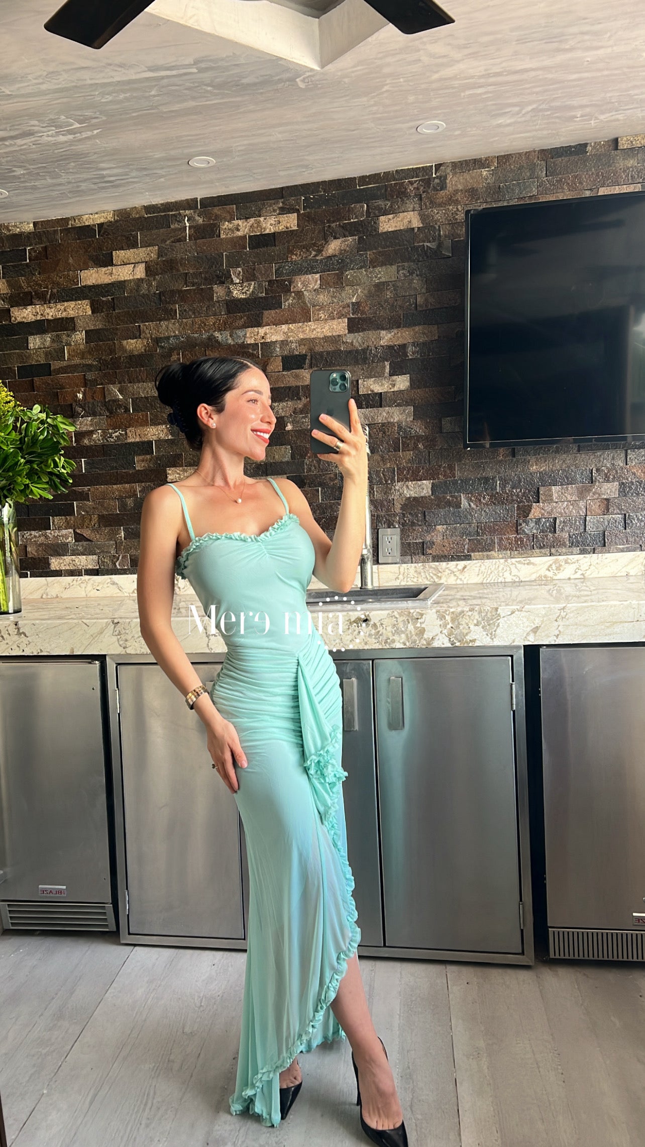 Vestido escarola plisado