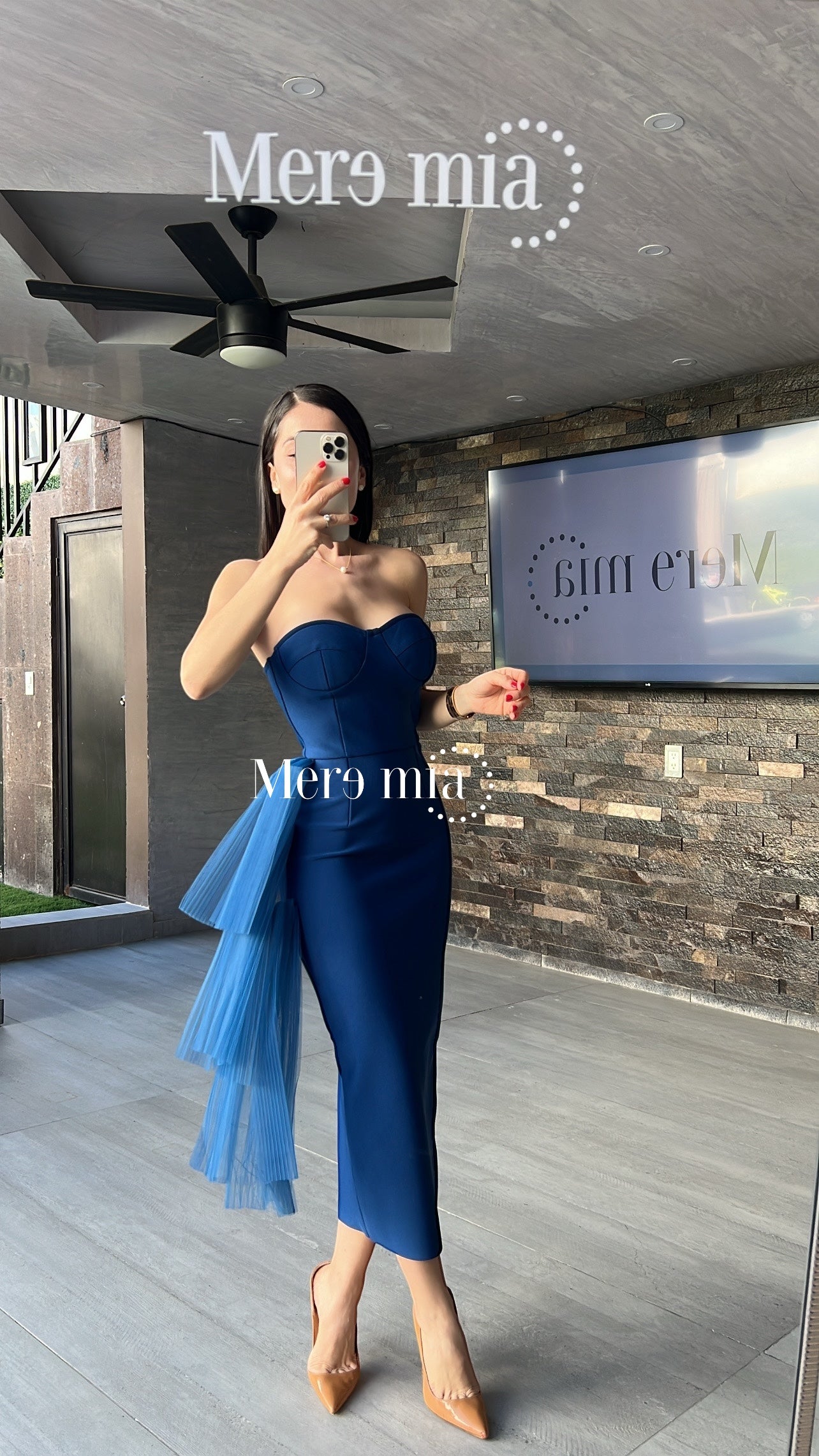 Vestido azul tul strapp