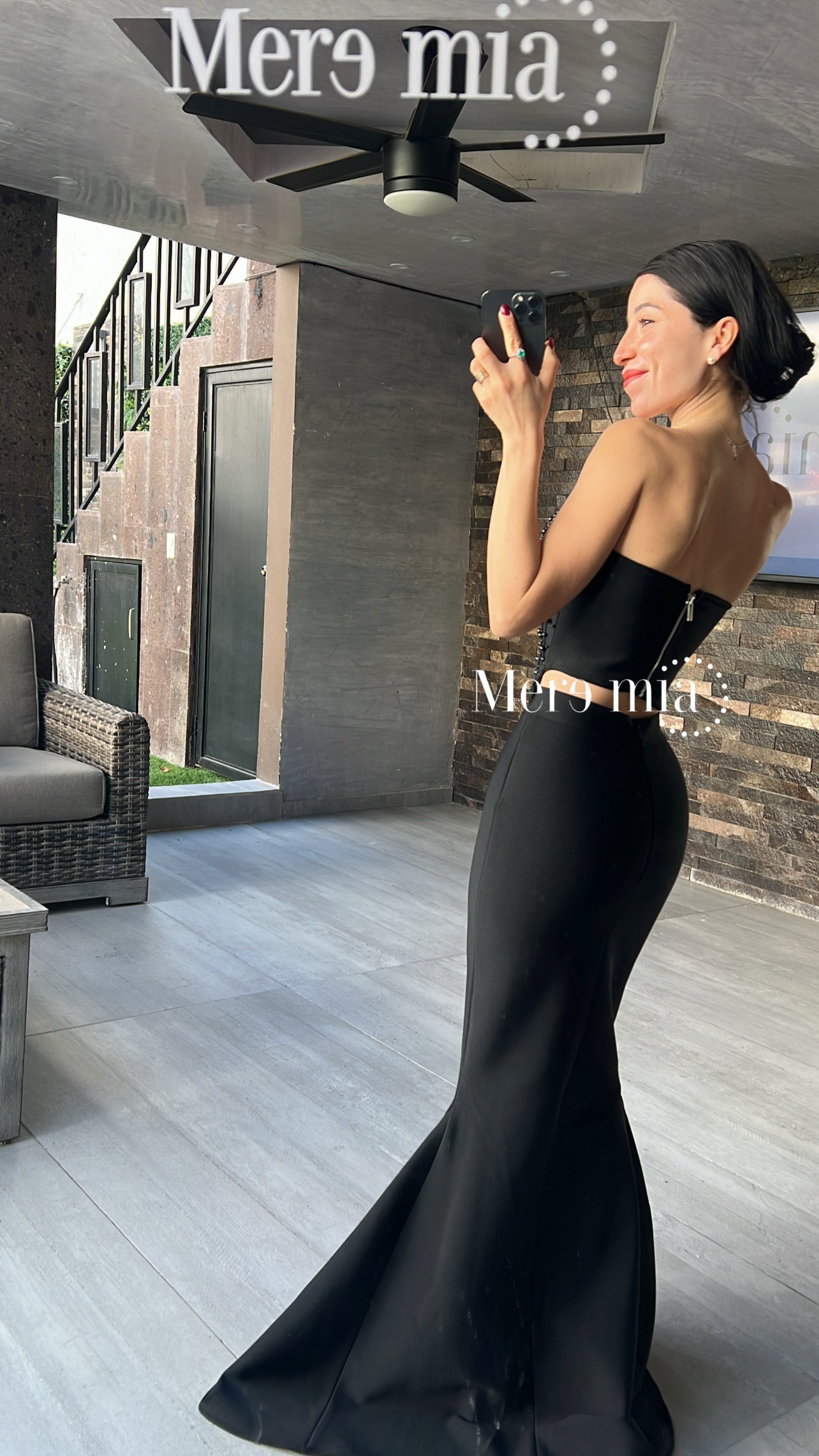 Conjunto negro perlas cor