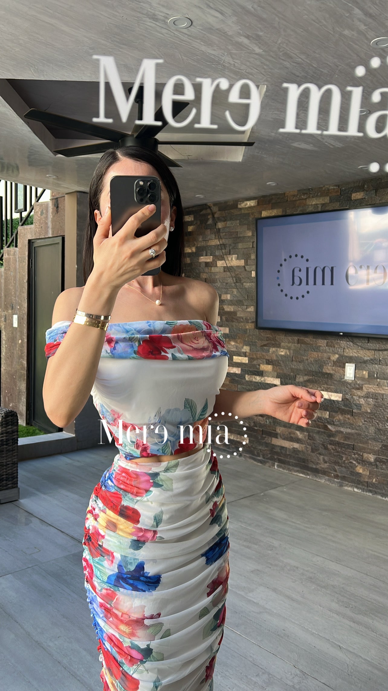 Conjunto flores plisado