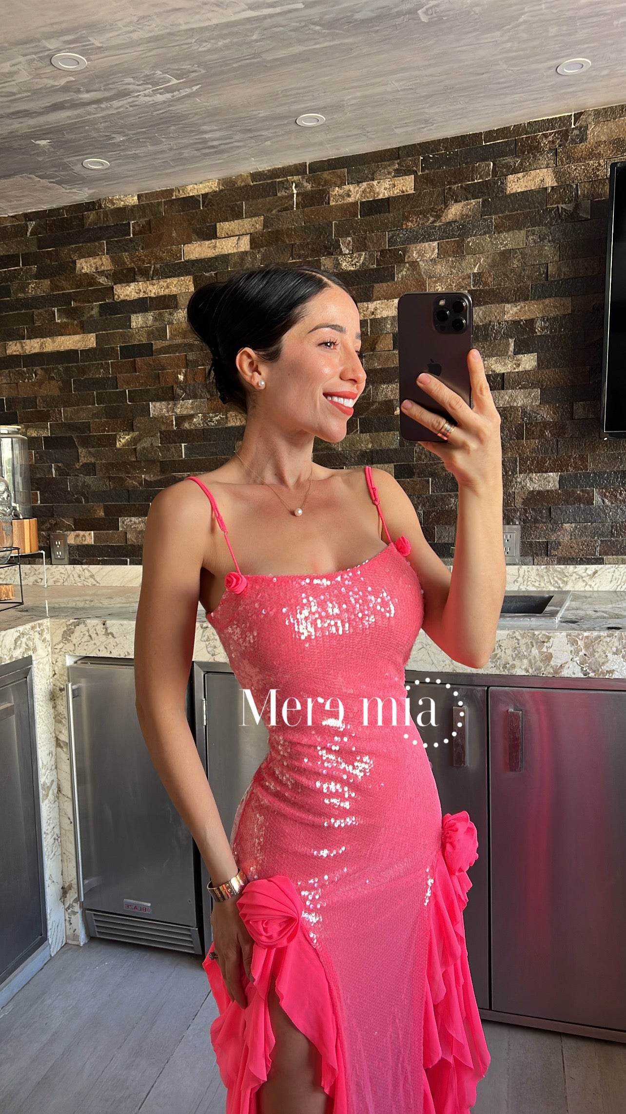 Vestido rosa lent esc aberturas