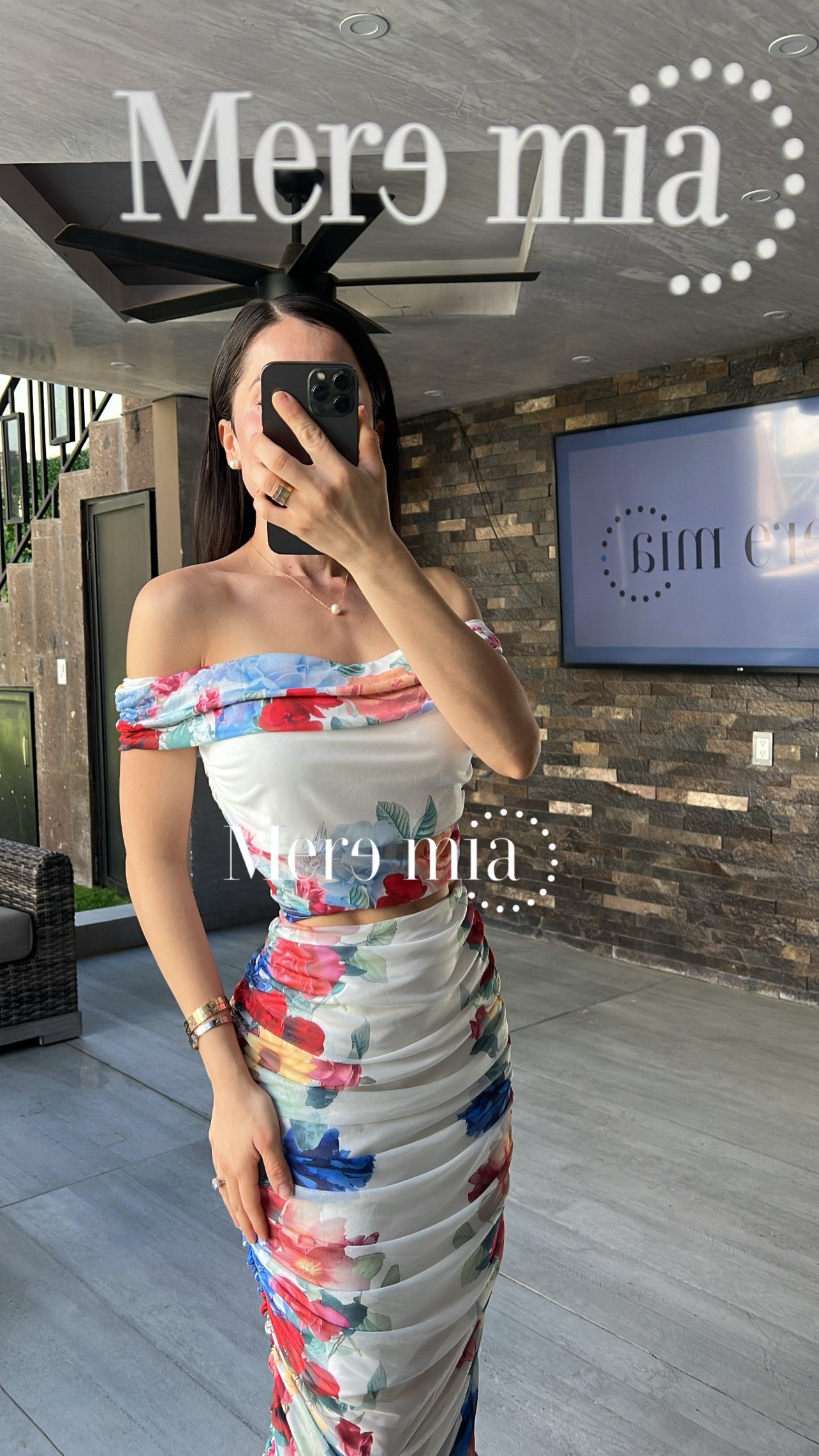 Conjunto flores plisado