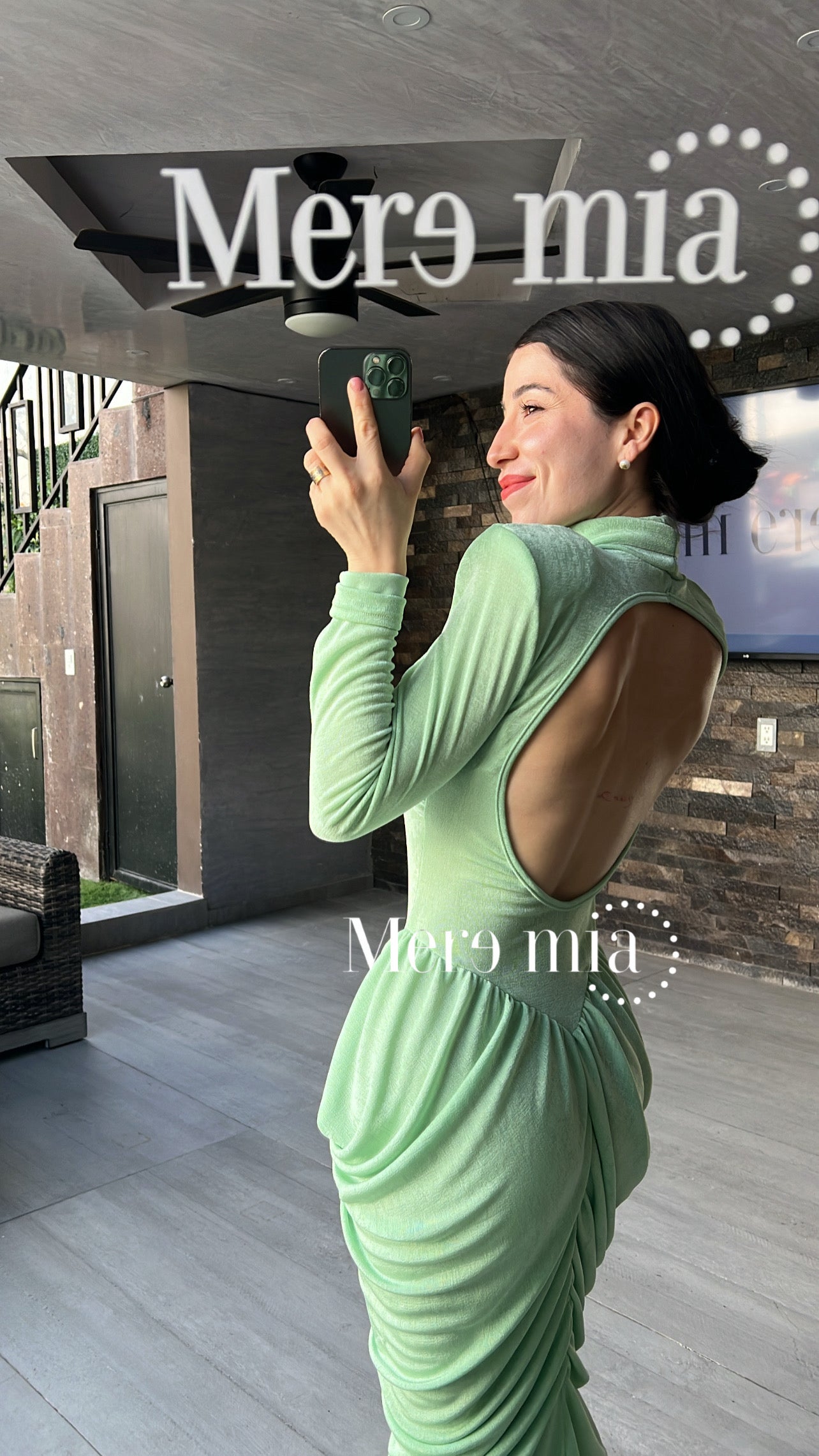 Vestido verde menta plisado