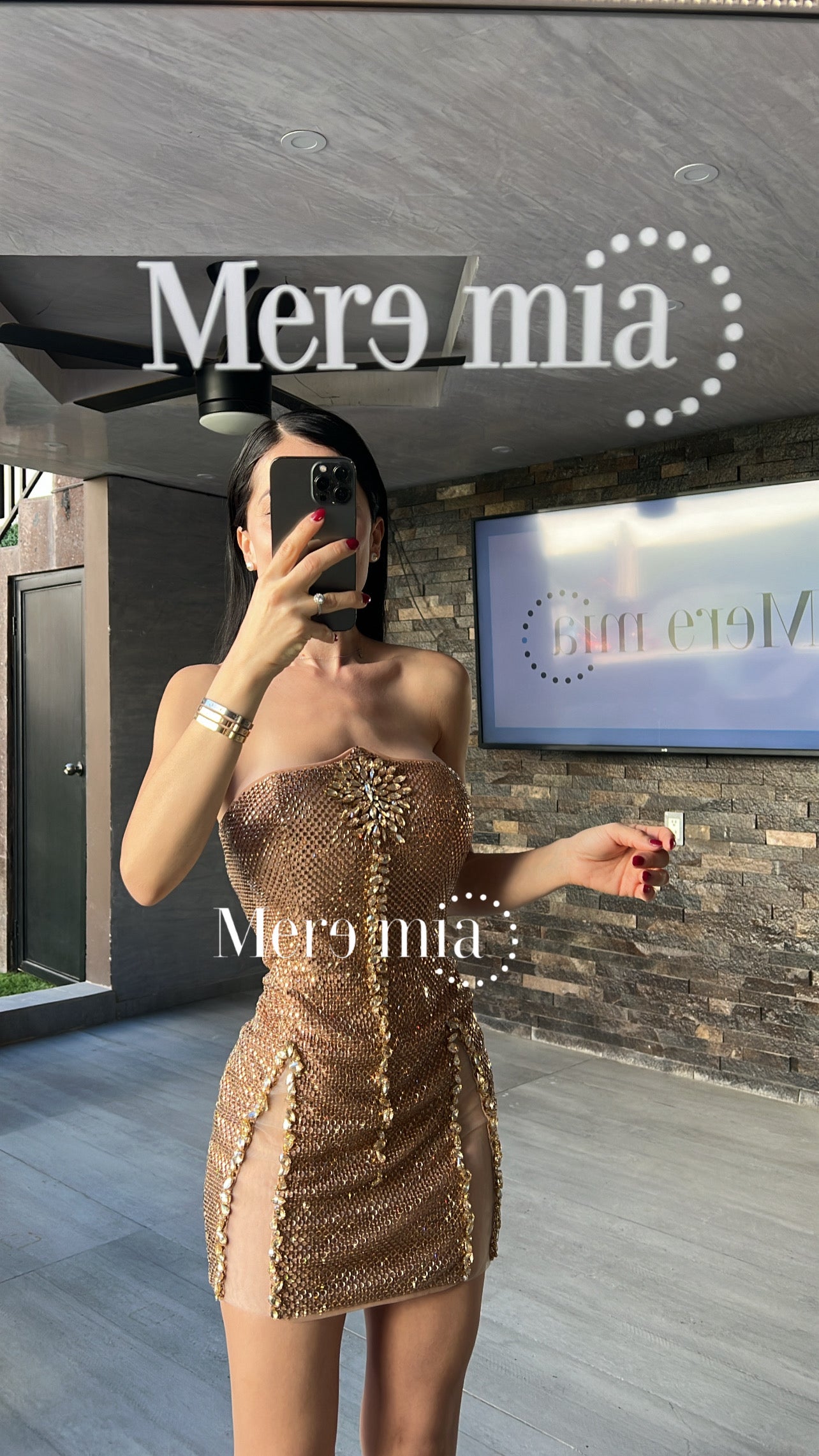 Vestido cobre apl corto