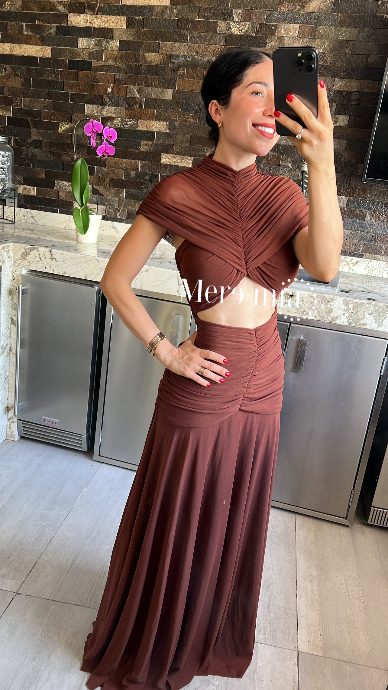 Vestido chal plisado abd