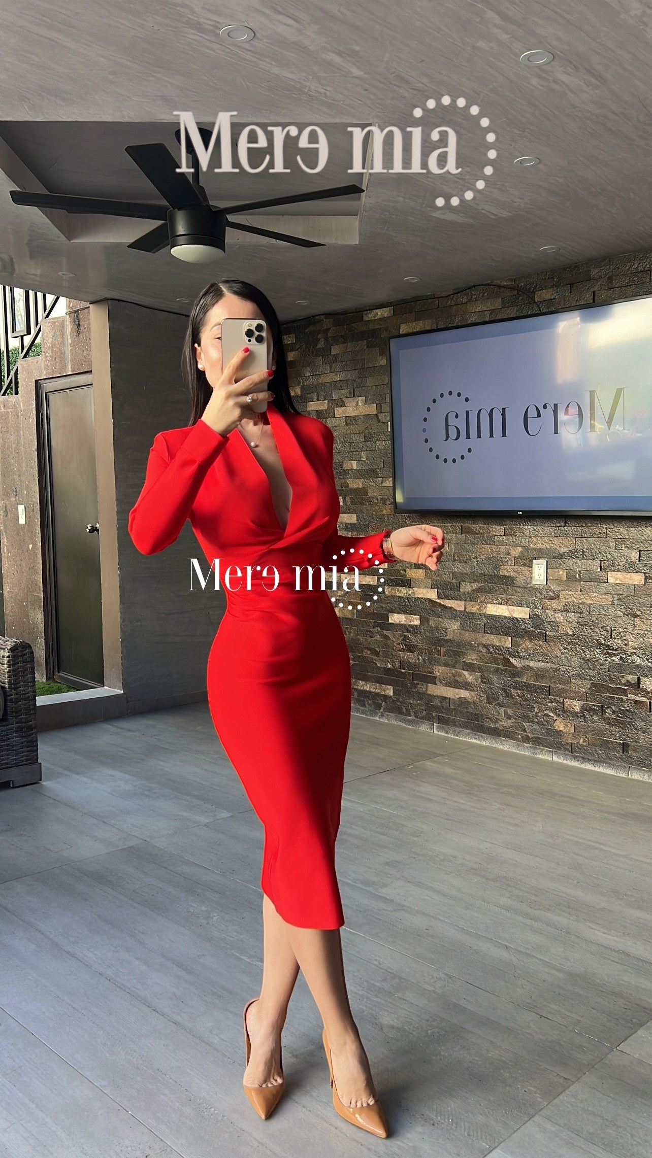 Vestido rojo manga larga