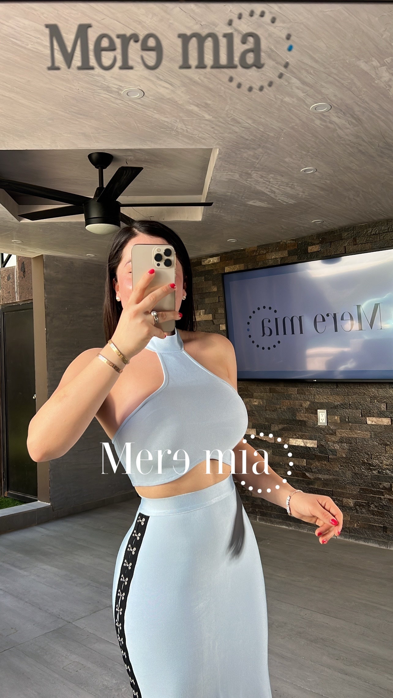 Conjunto azul falda larga