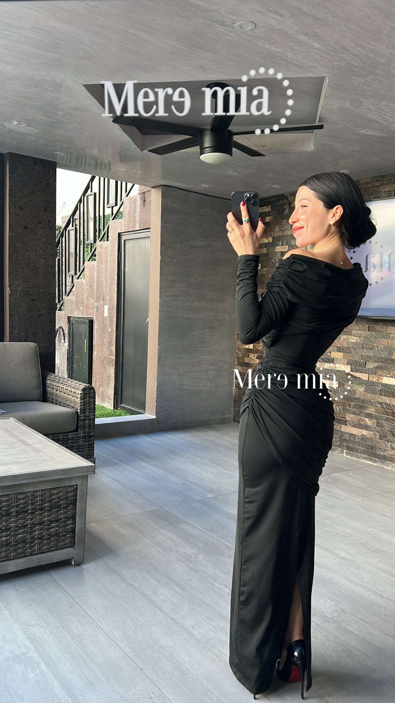 Vestido negro plisado ml