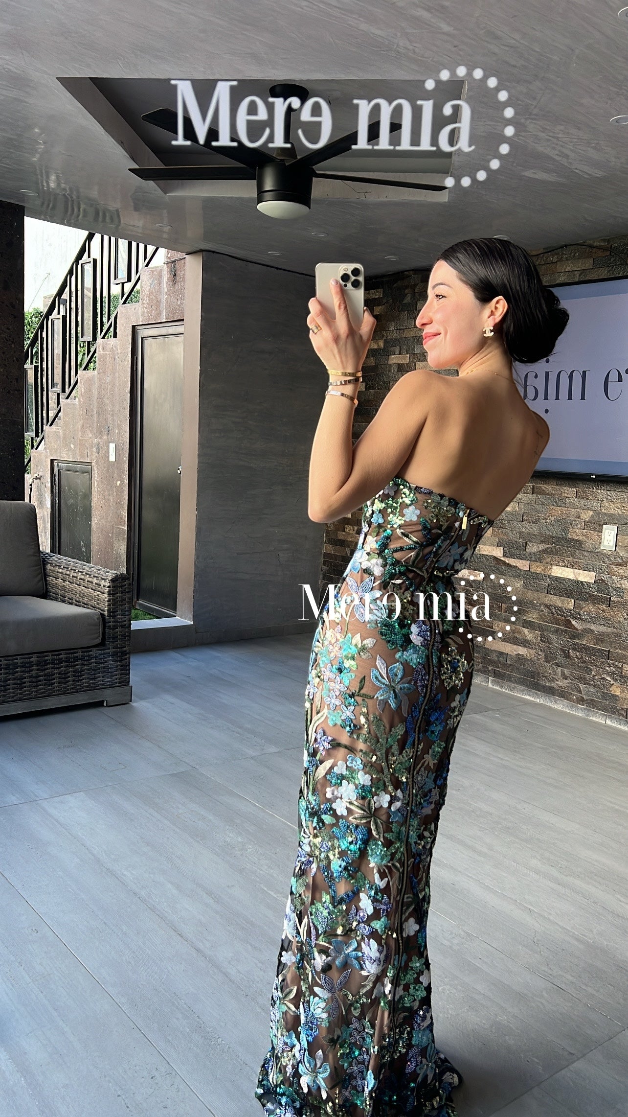 Vestido encaje strapples largo