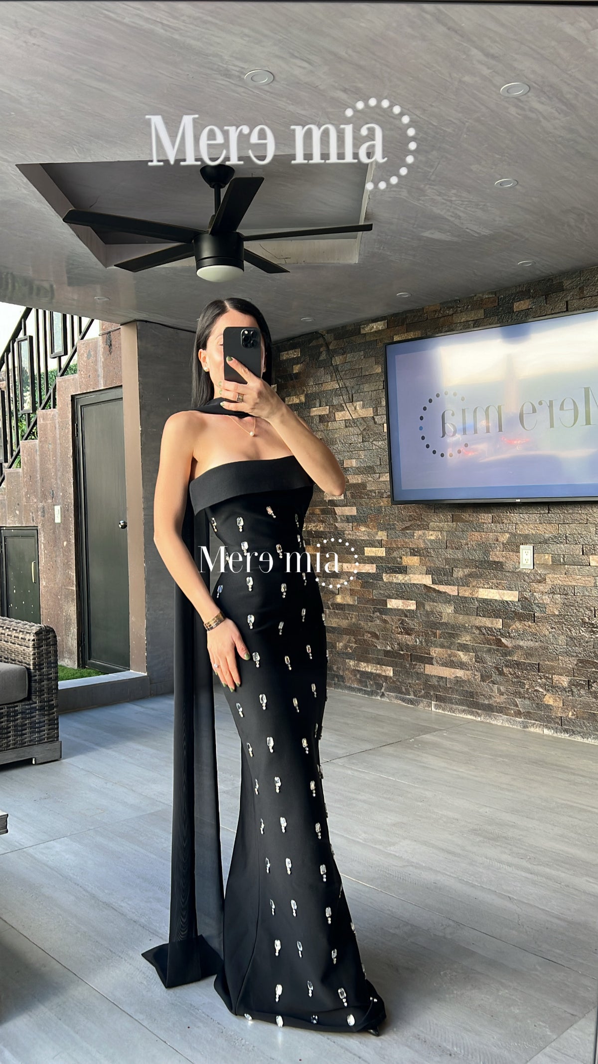 Vestido gotas plata malla