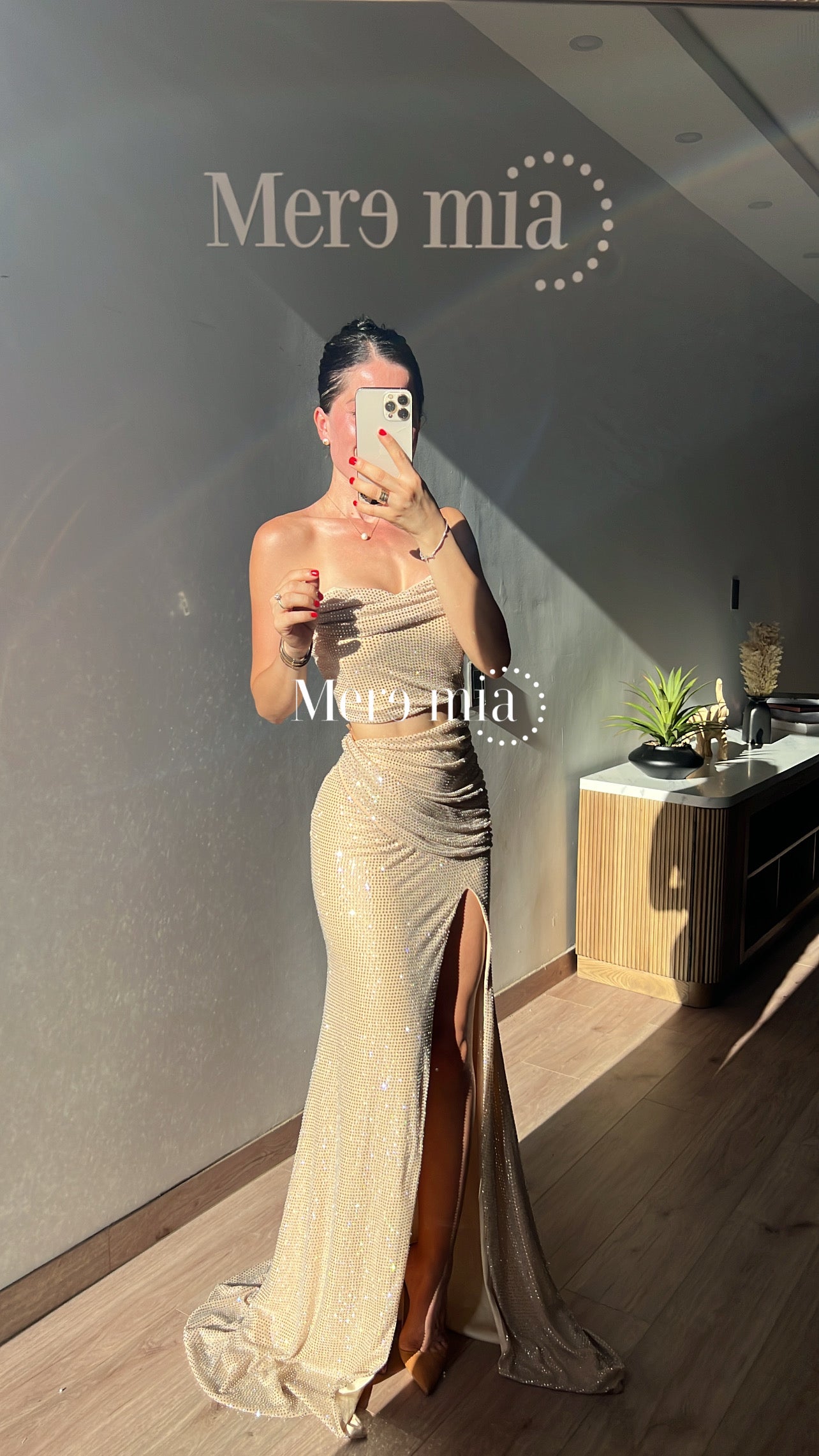 Conjunto beige puntos