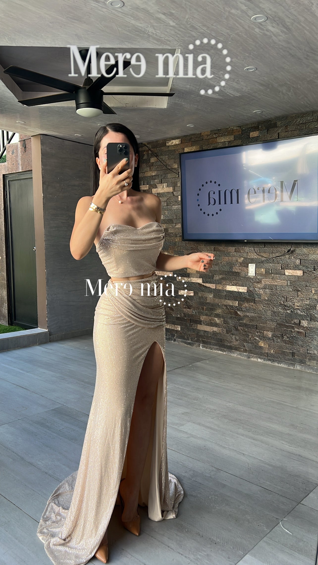 Conjunto beige puntos