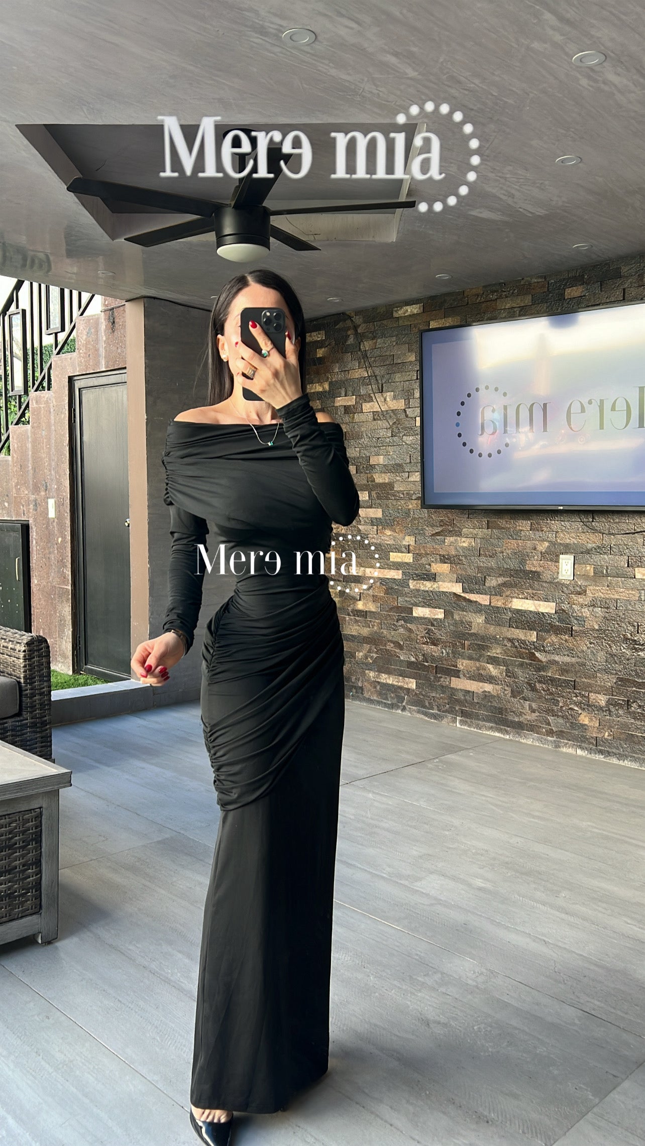 Vestido negro plisado ml