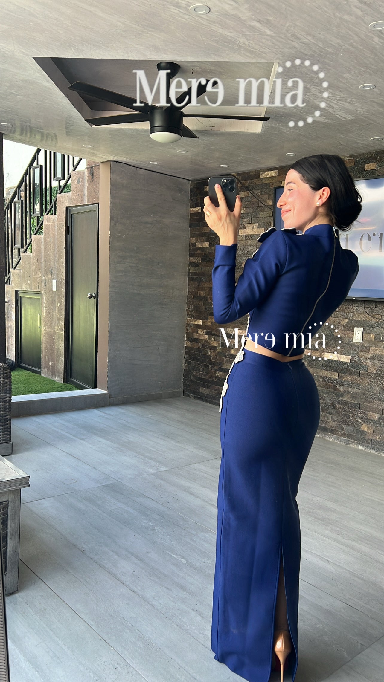 Conjunto azul flores