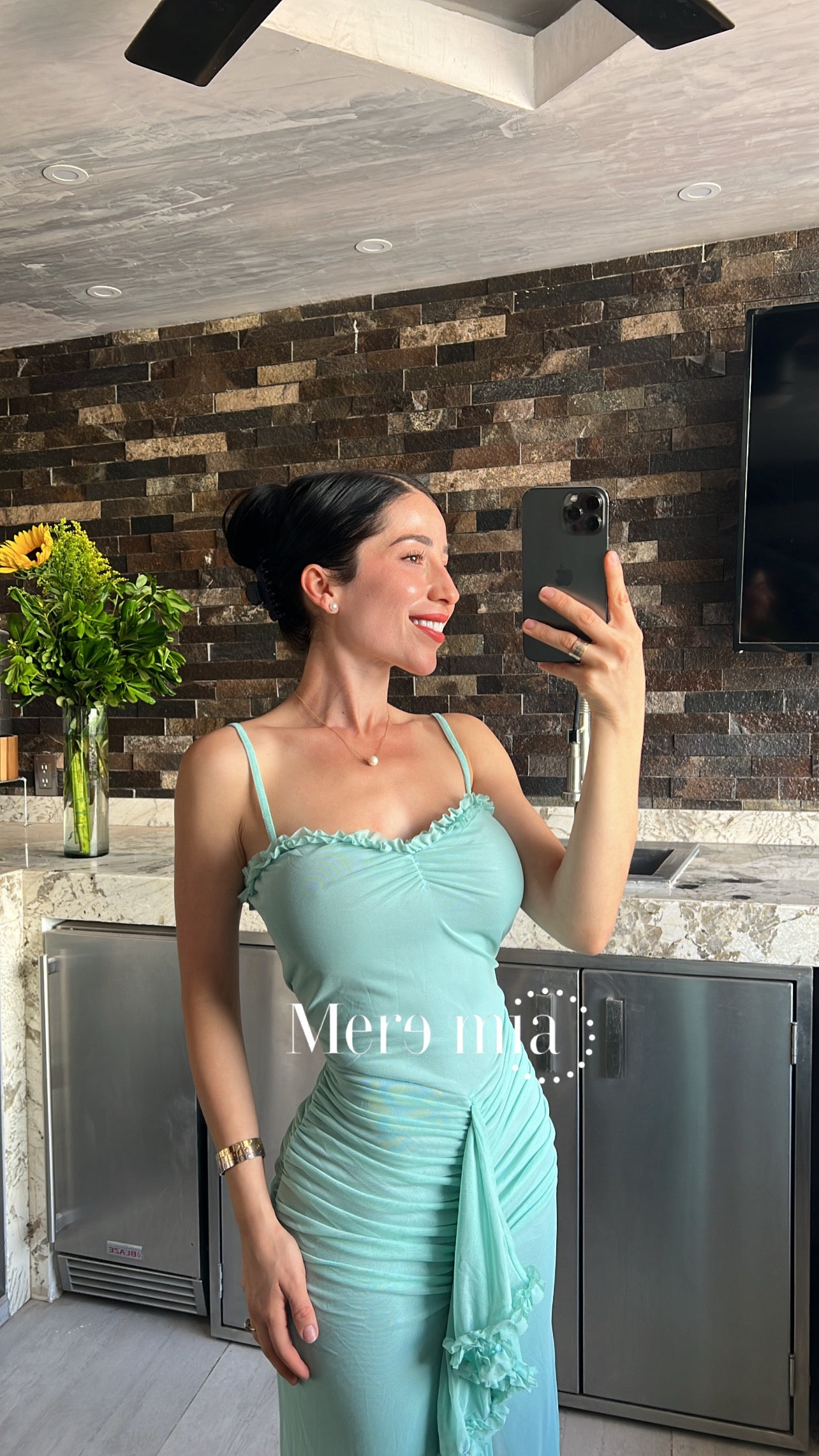 Vestido escarola plisado
