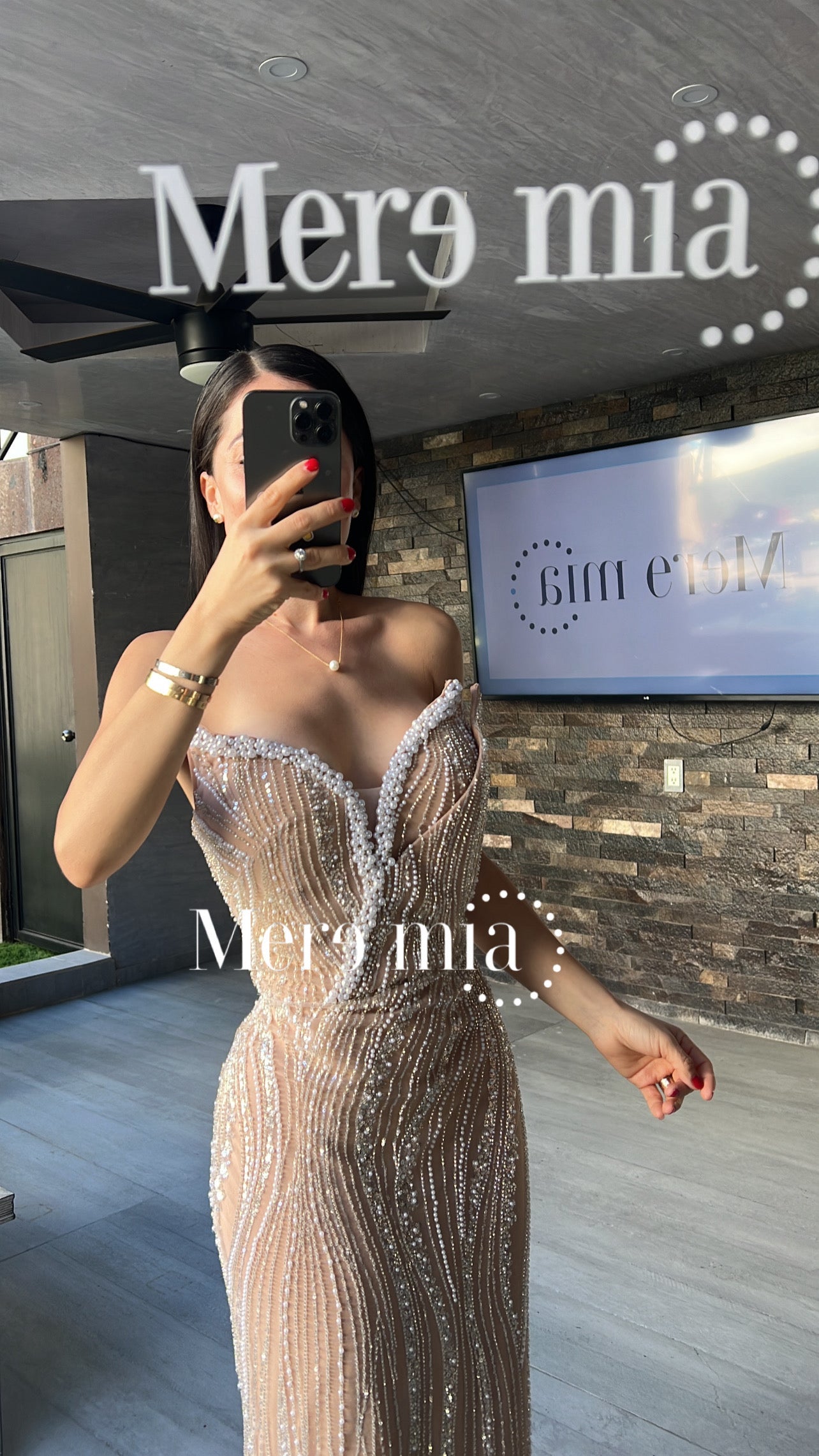 Vestido moka perlas