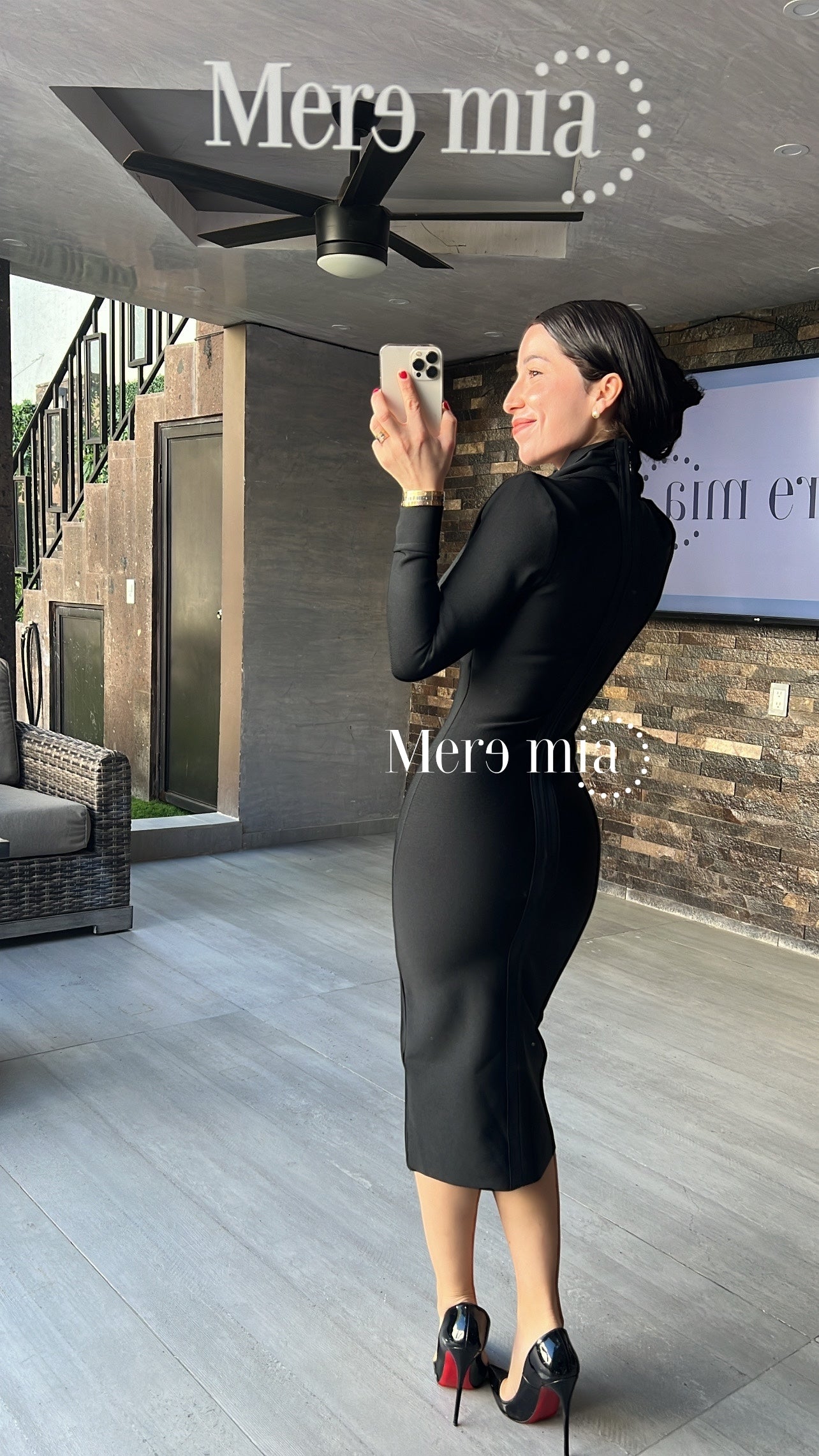 Vestido negro manga larga