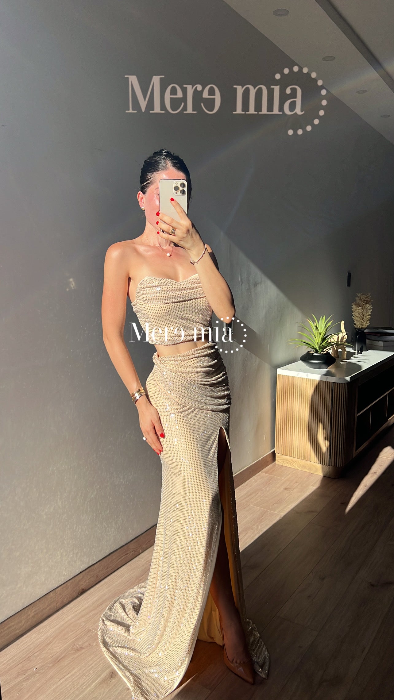 Conjunto beige puntos