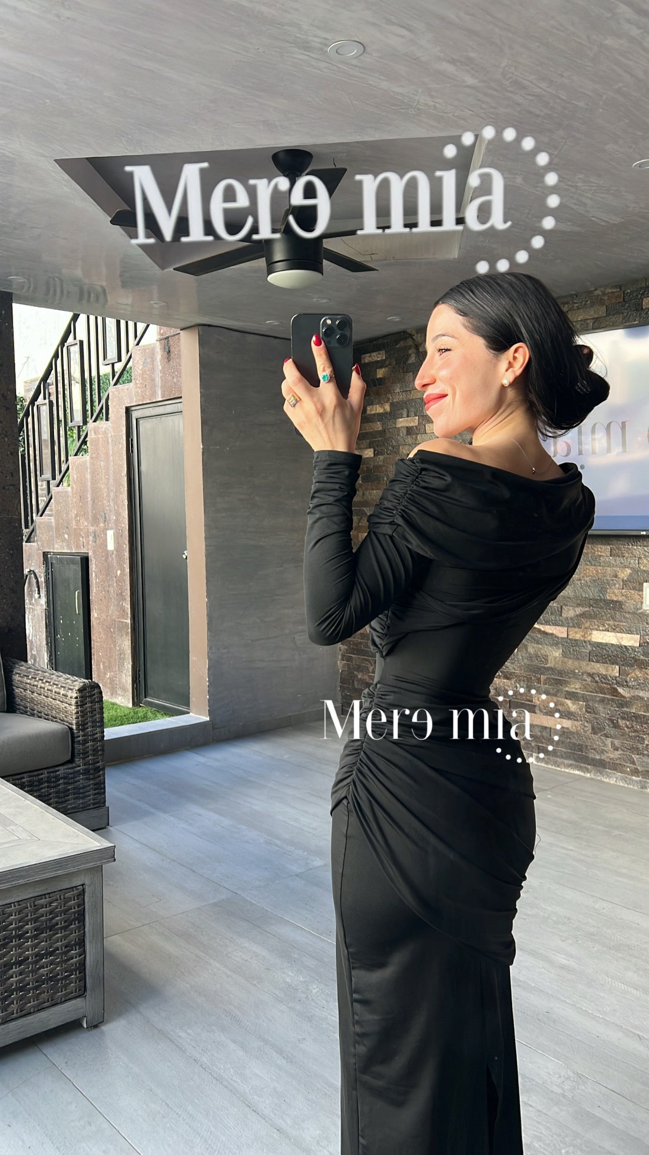 Vestido negro plisado ml