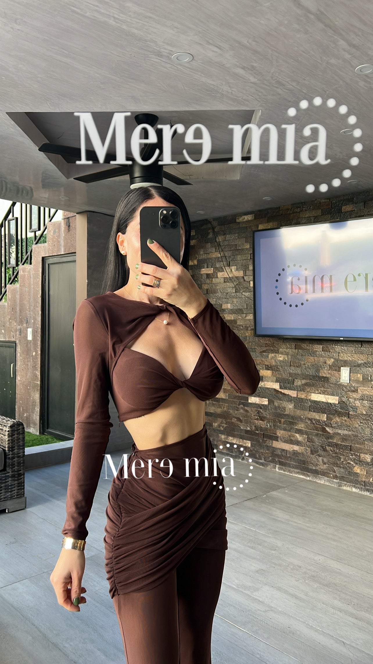 Conjunto cafe plisado pan