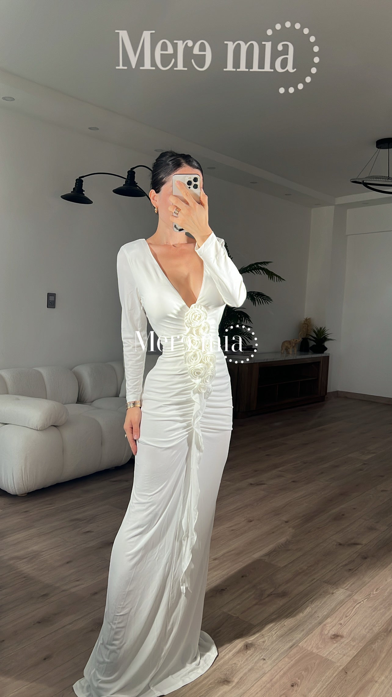 Vestido blanco plisado V