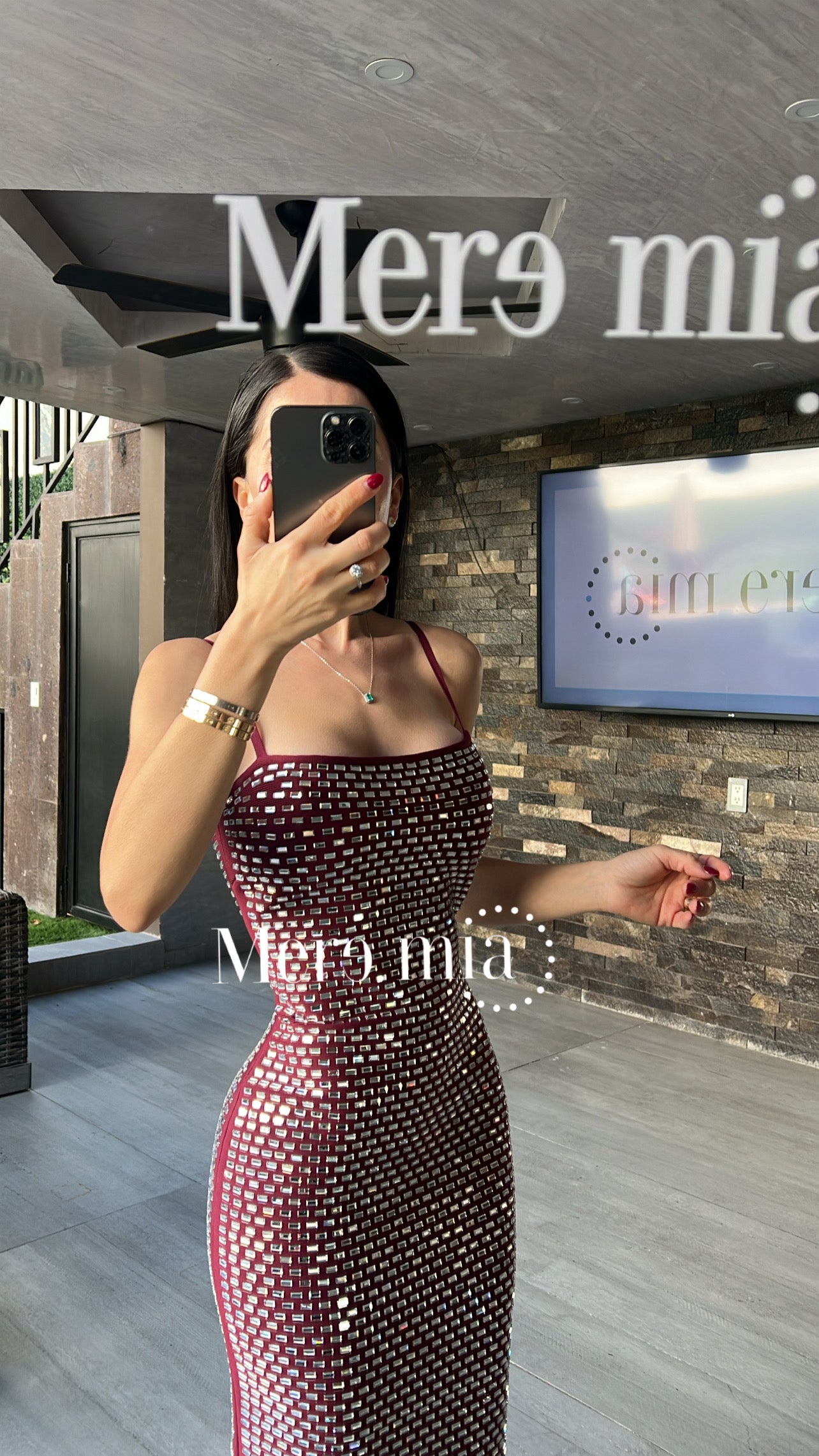 Vestido tinto apl plata