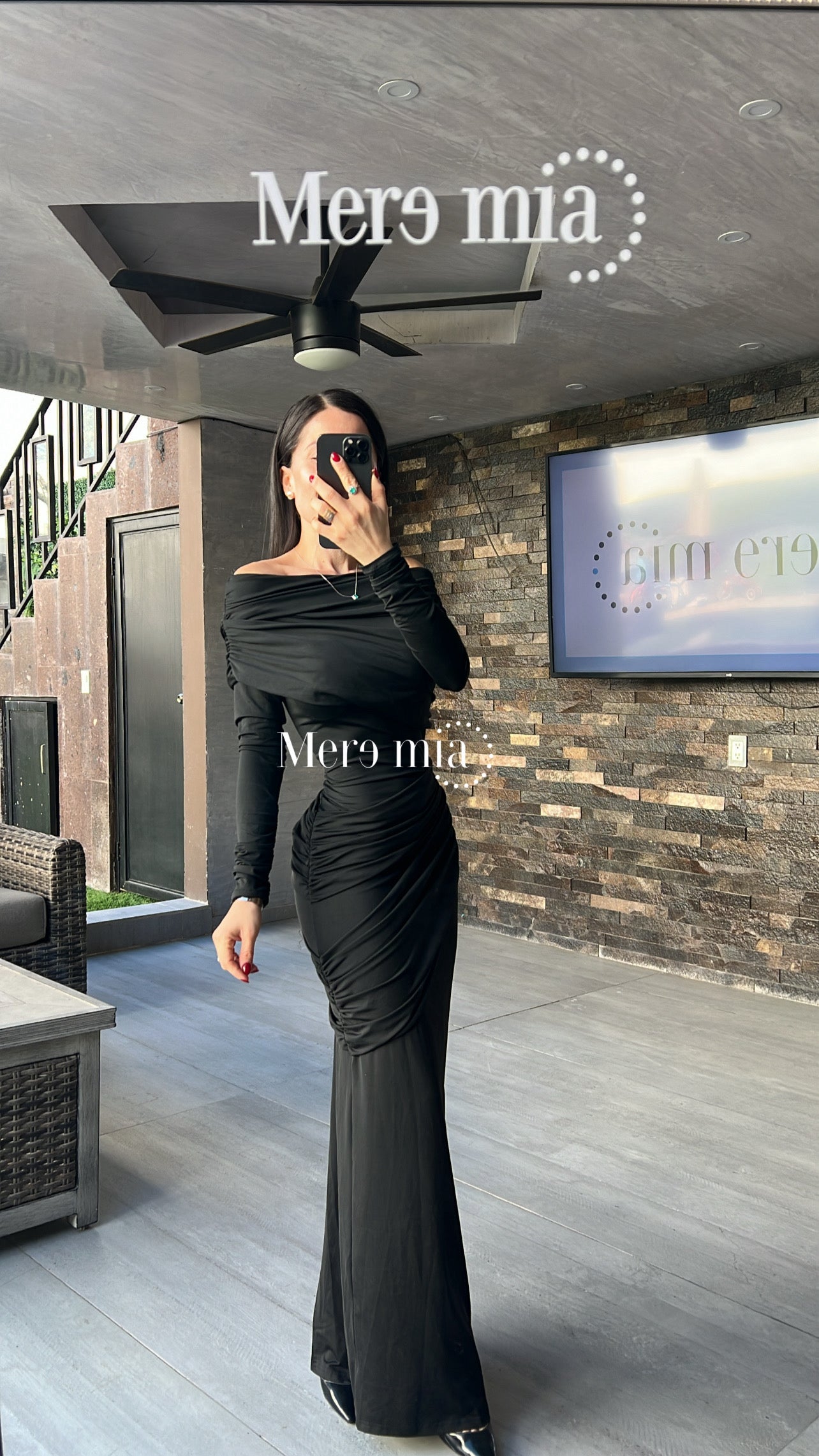 Vestido negro plisado ml