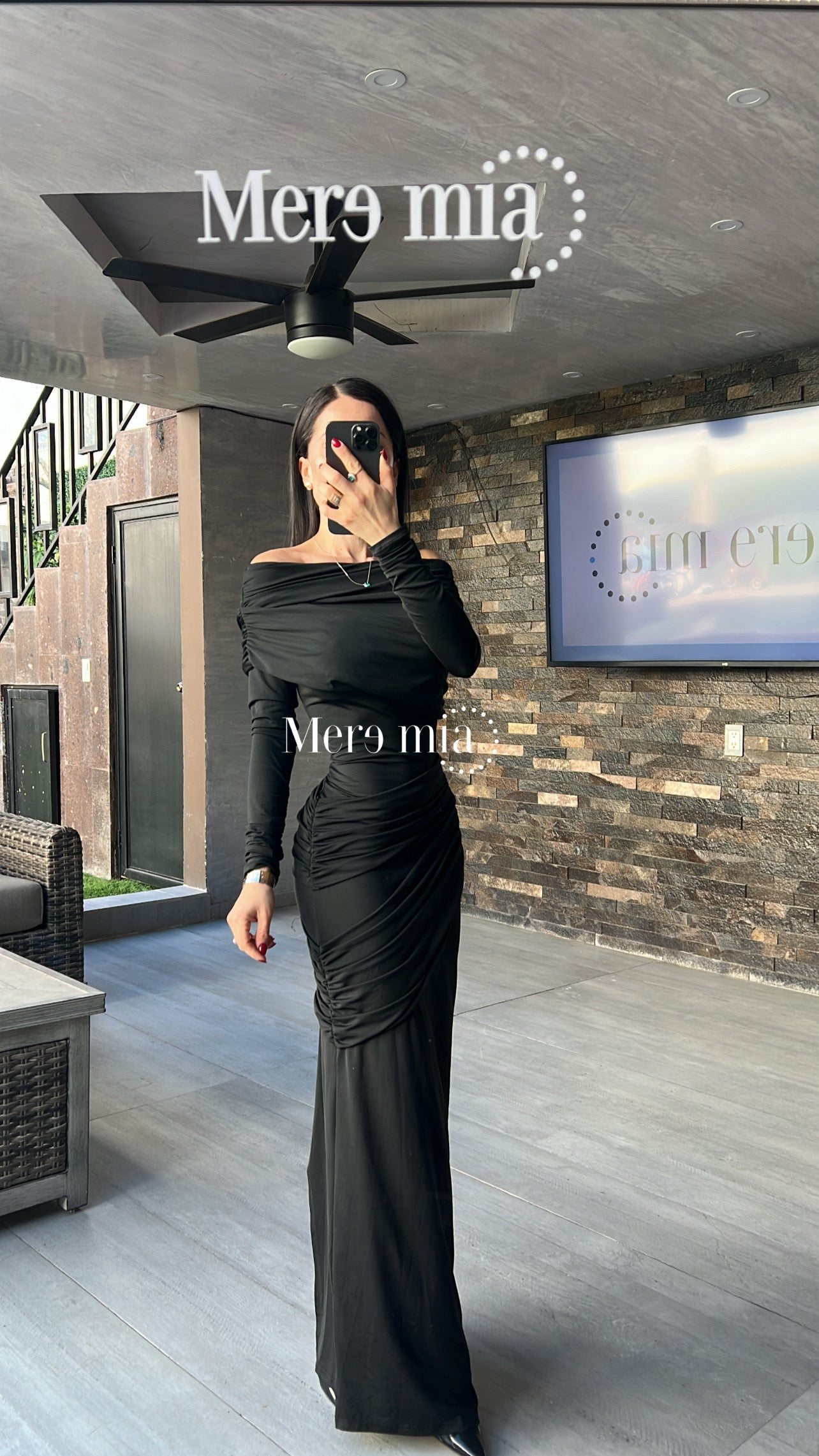 Vestido negro plisado ml