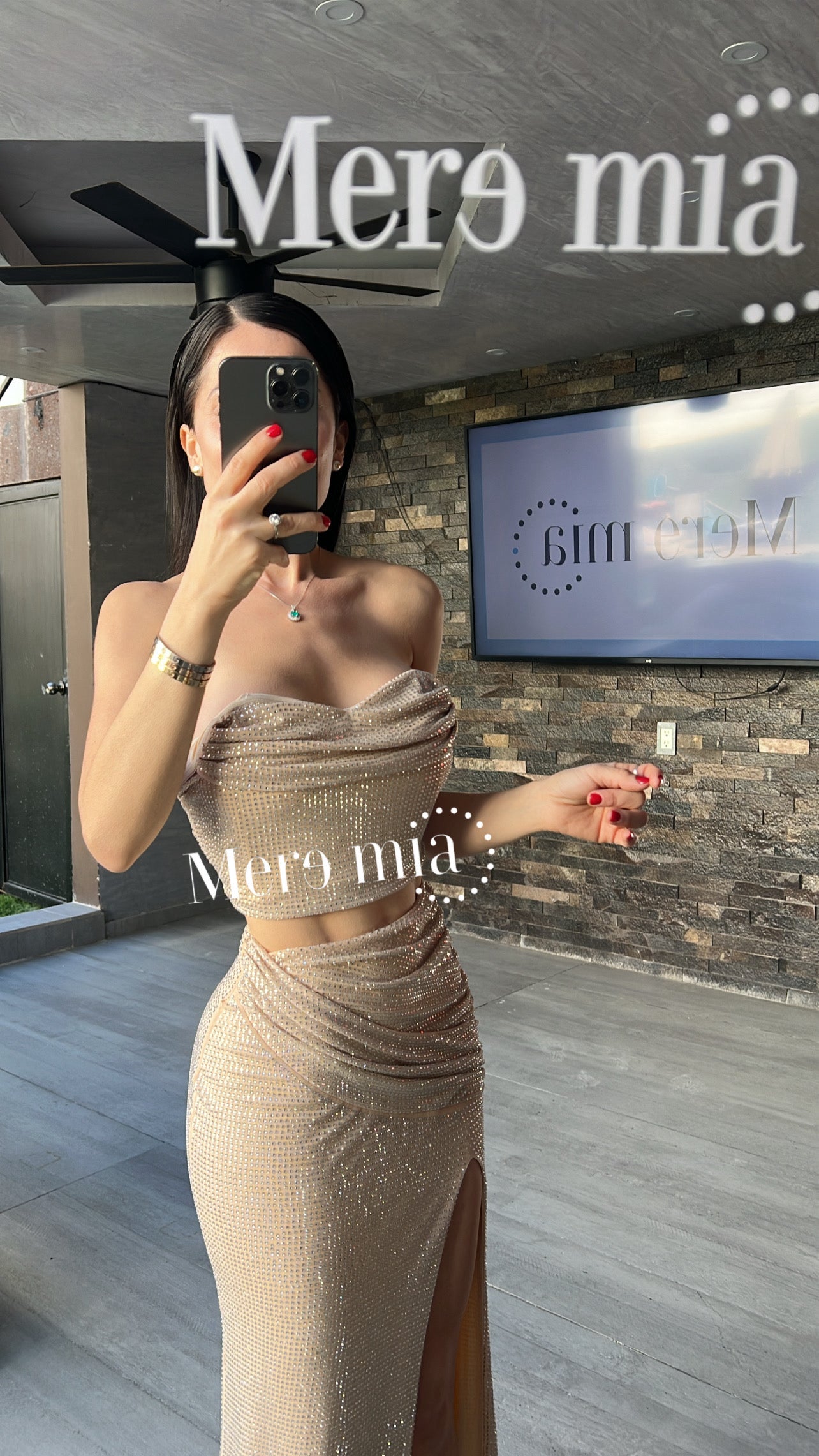 Conjunto beige puntos