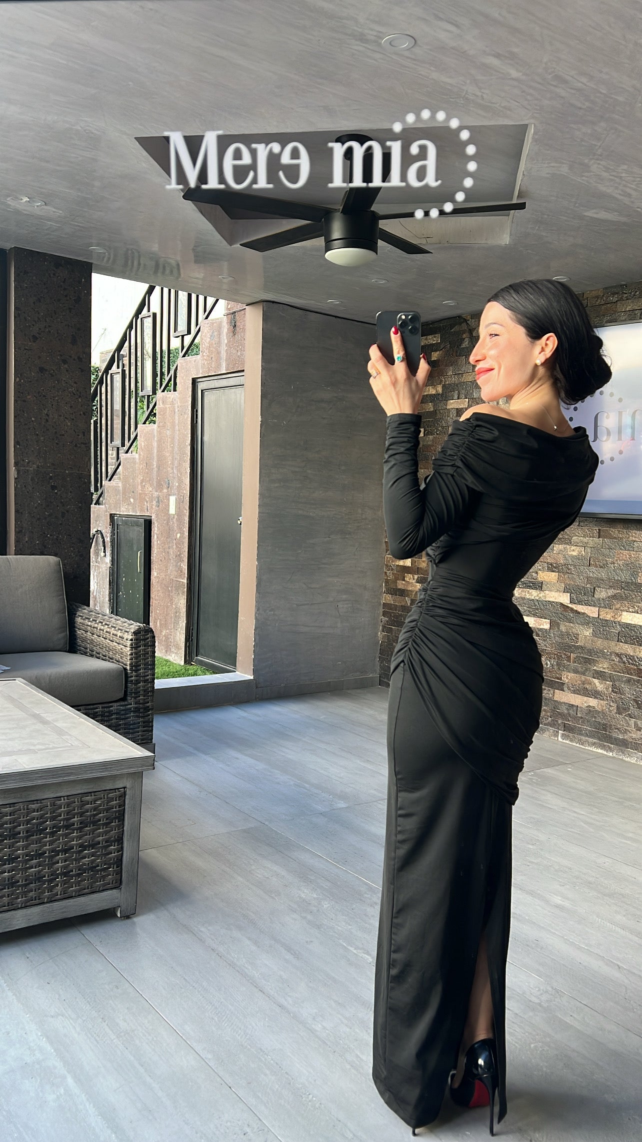 Vestido negro plisado ml