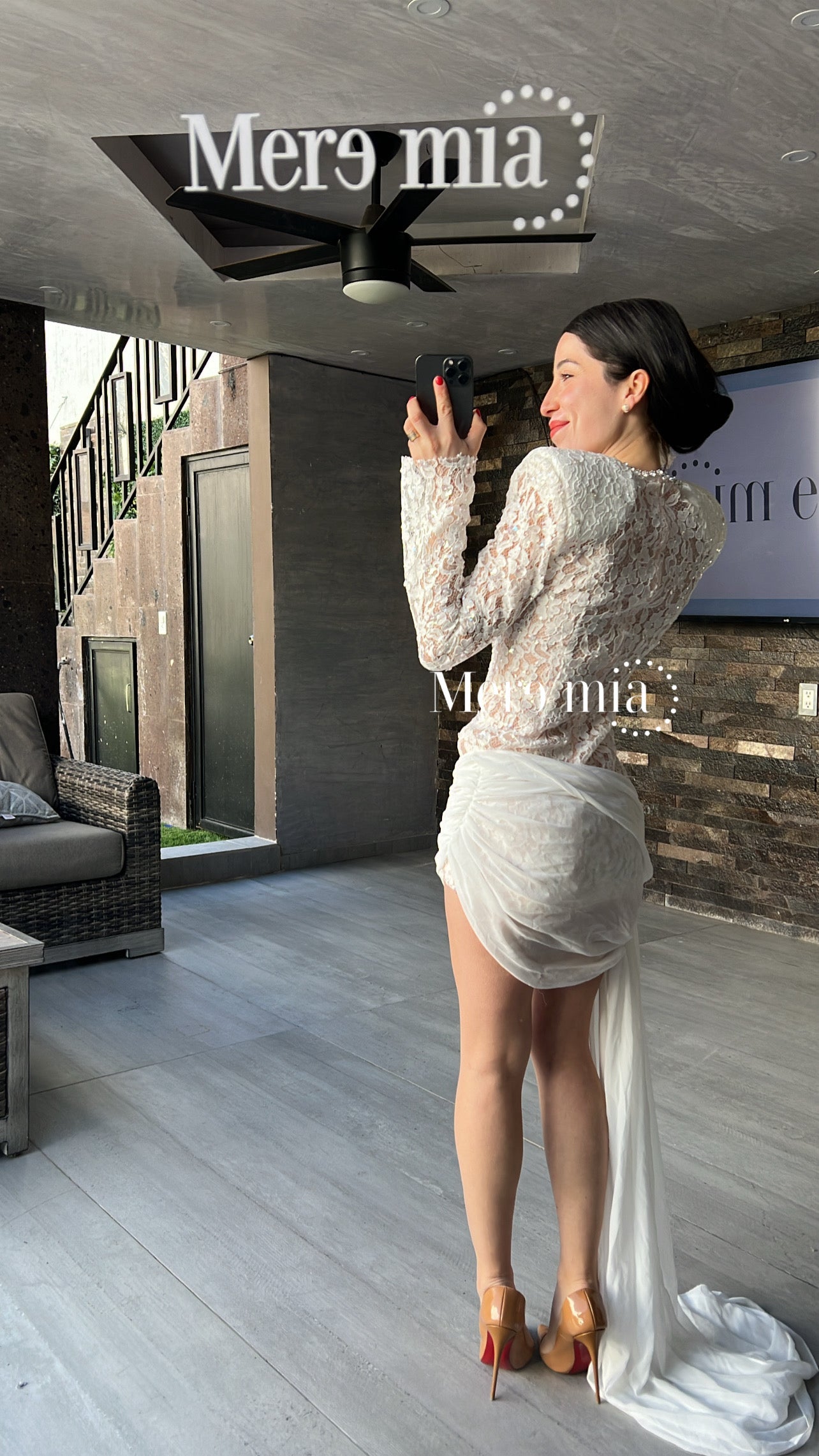 Vestido blanco encaje estola