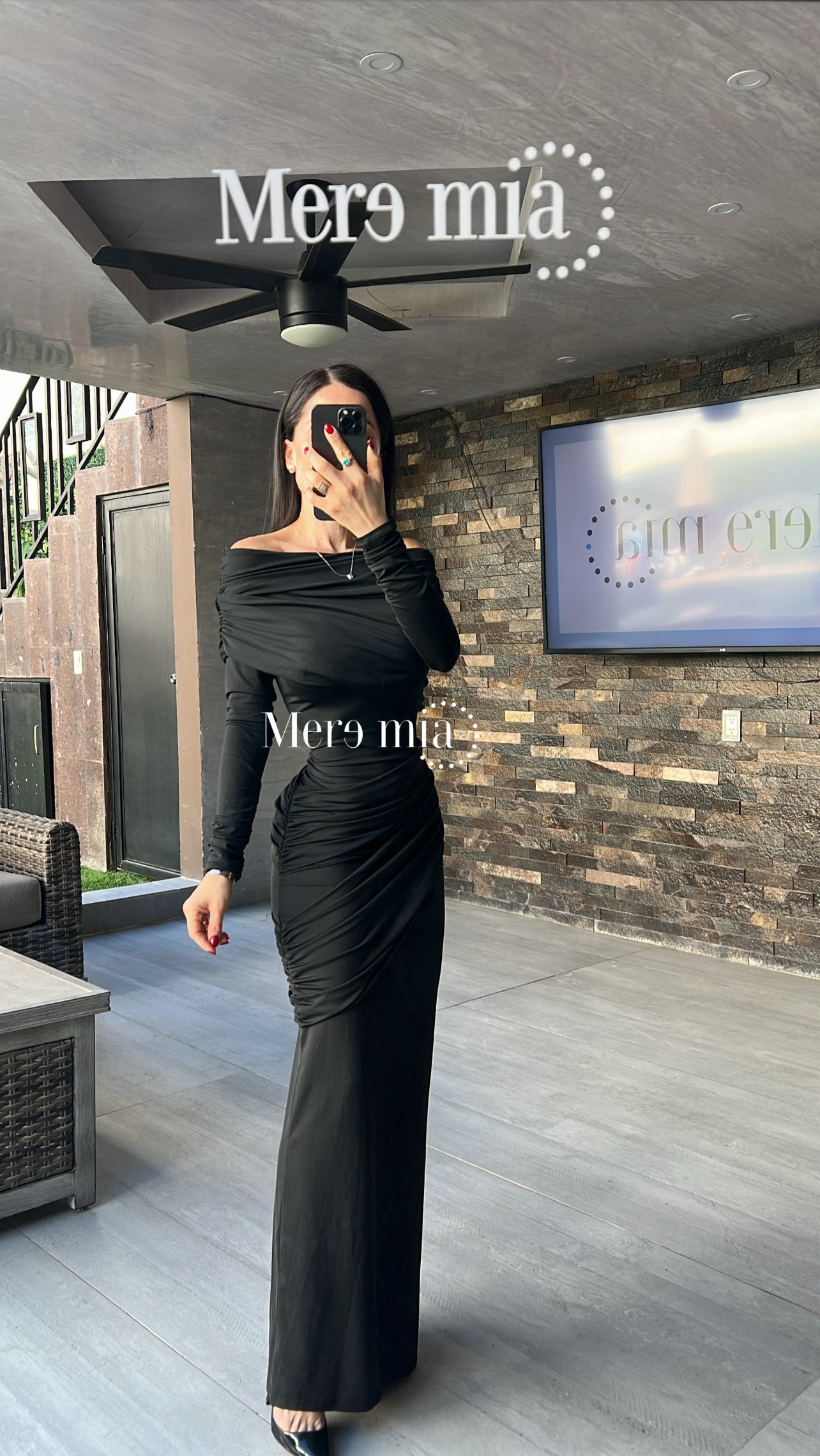 Vestido negro plisado ml