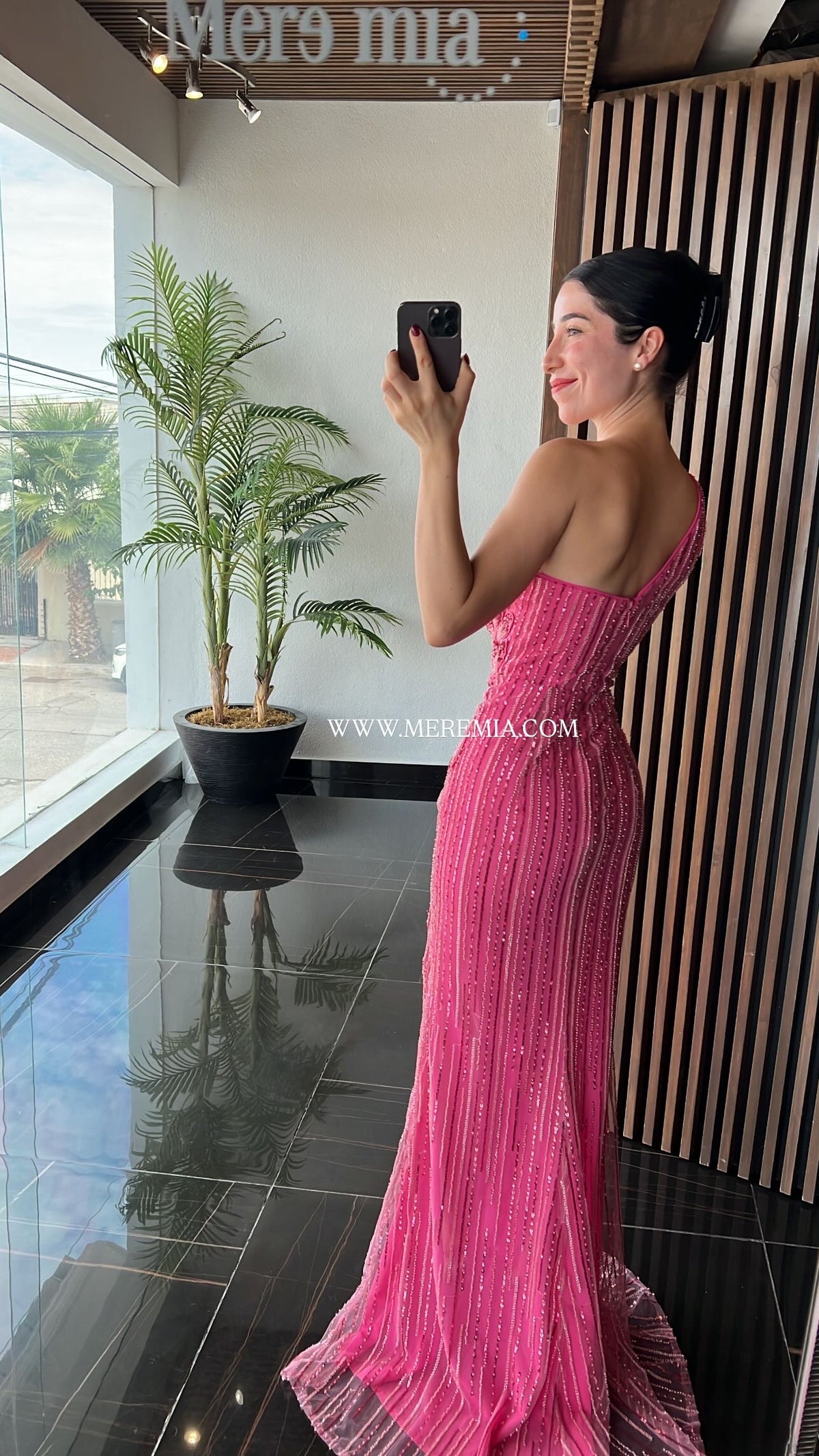 Vestido rosa lent hombro