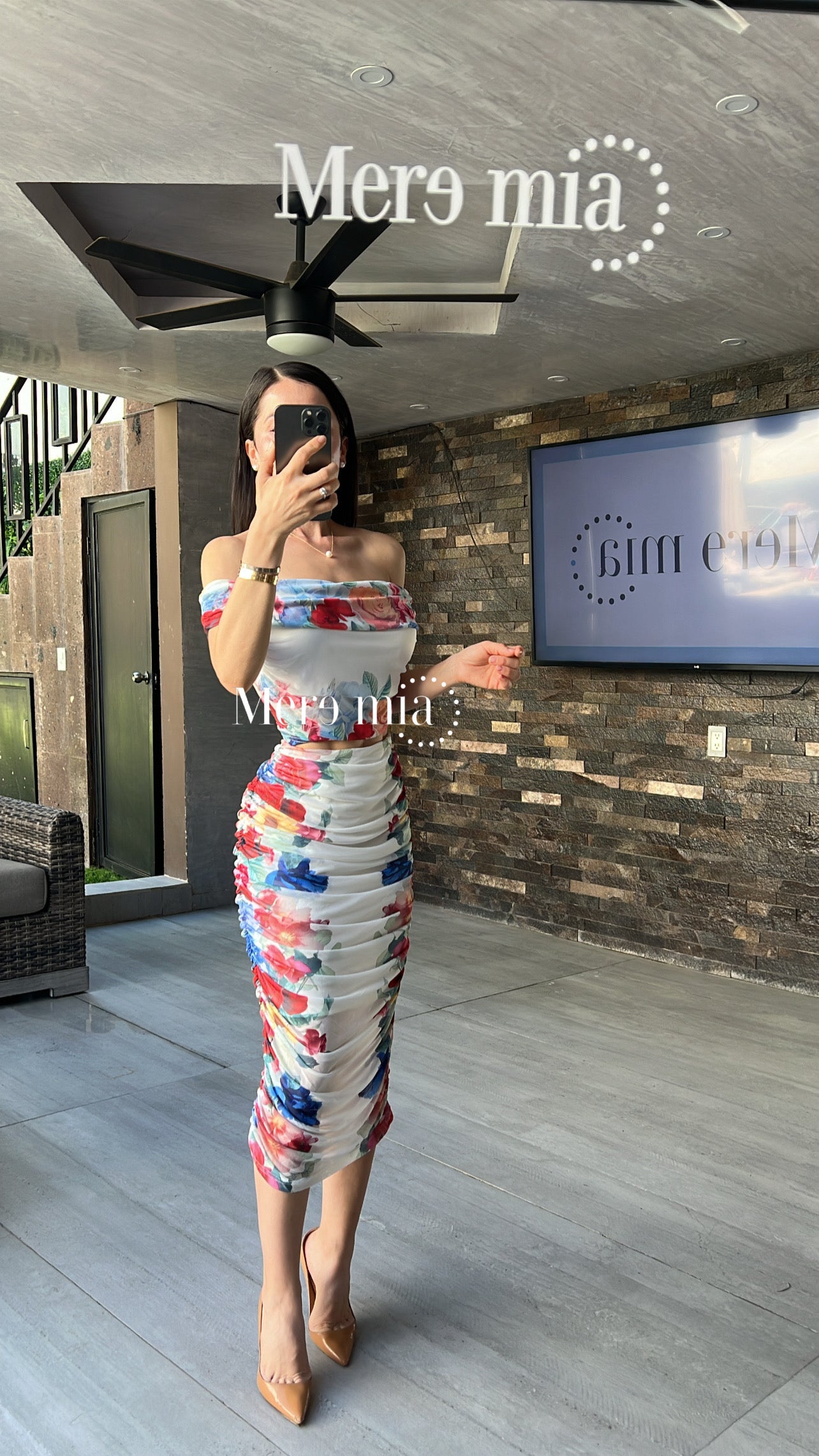 Conjunto flores plisado