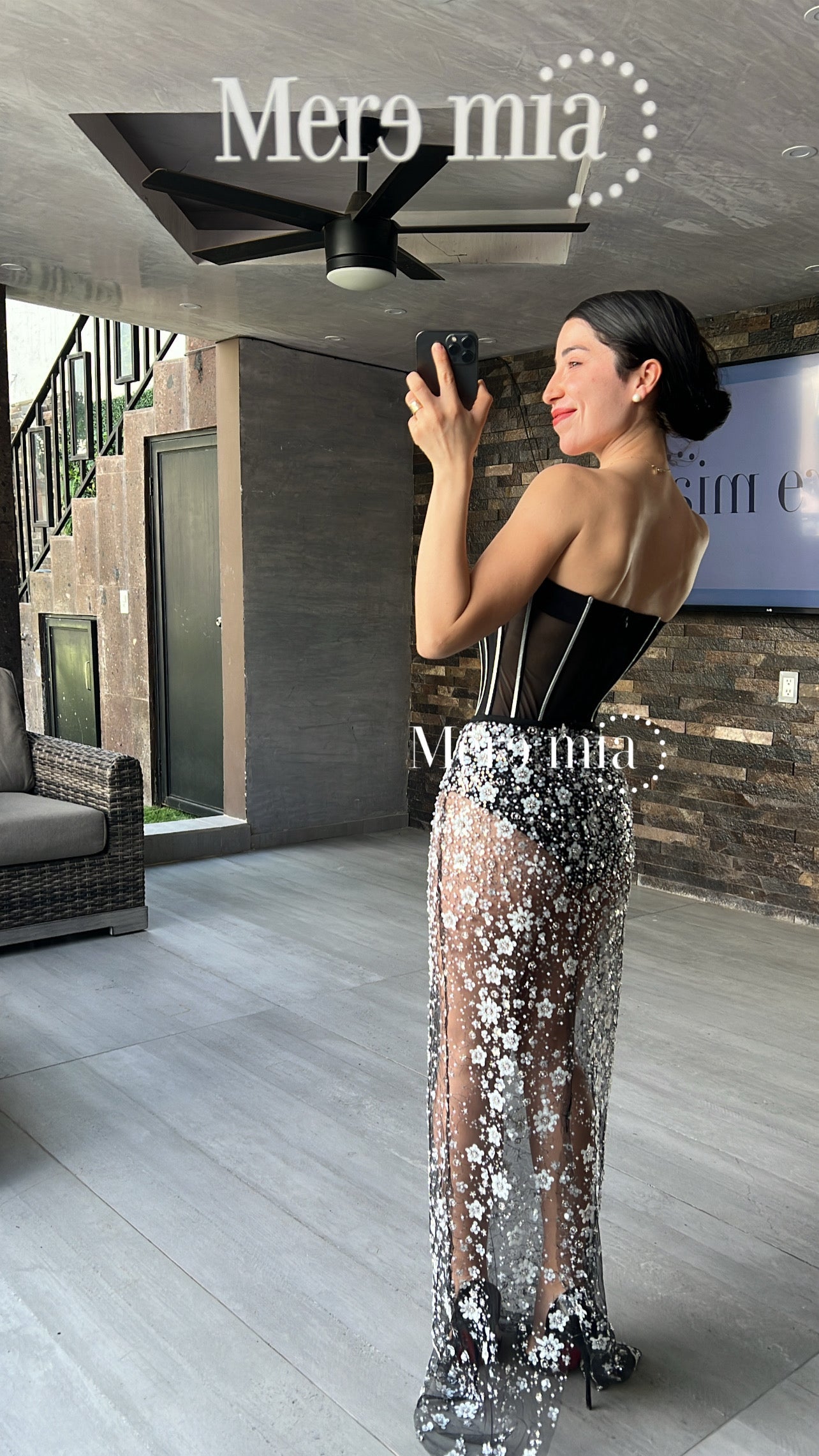 Conjunto negro estrellas falda