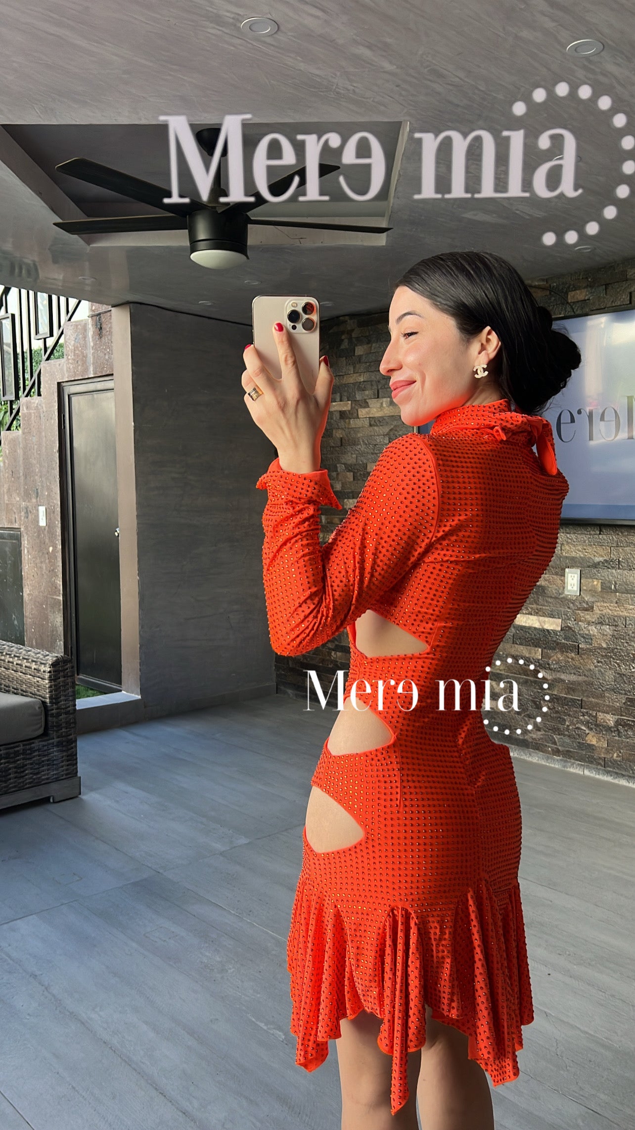 Vestido naranja puntos ml
