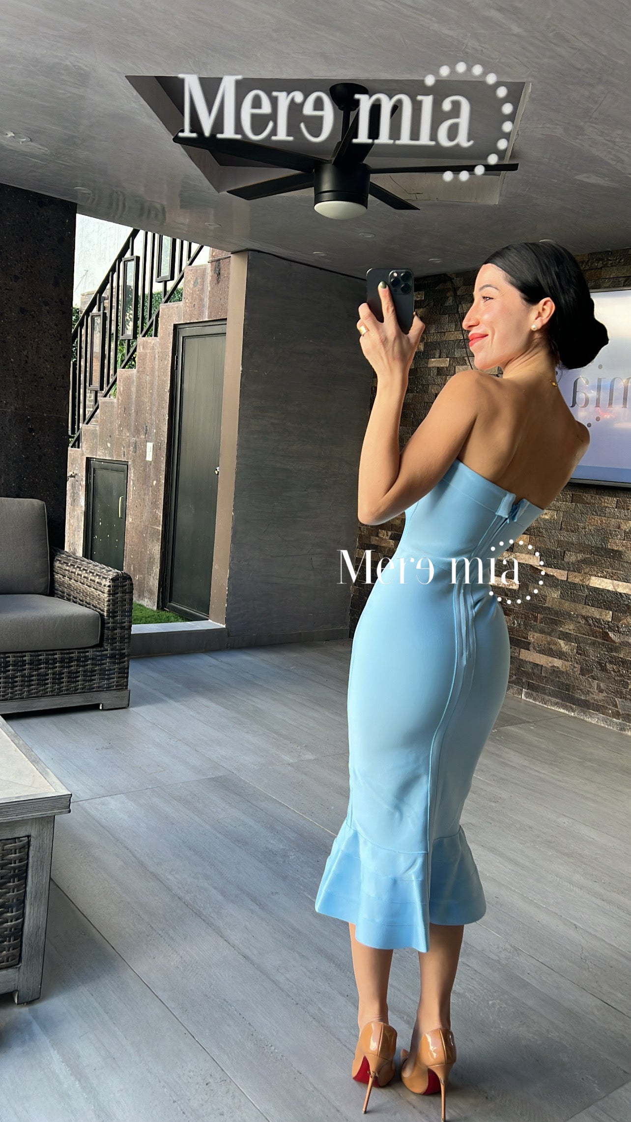 Vestido azul cielo olan