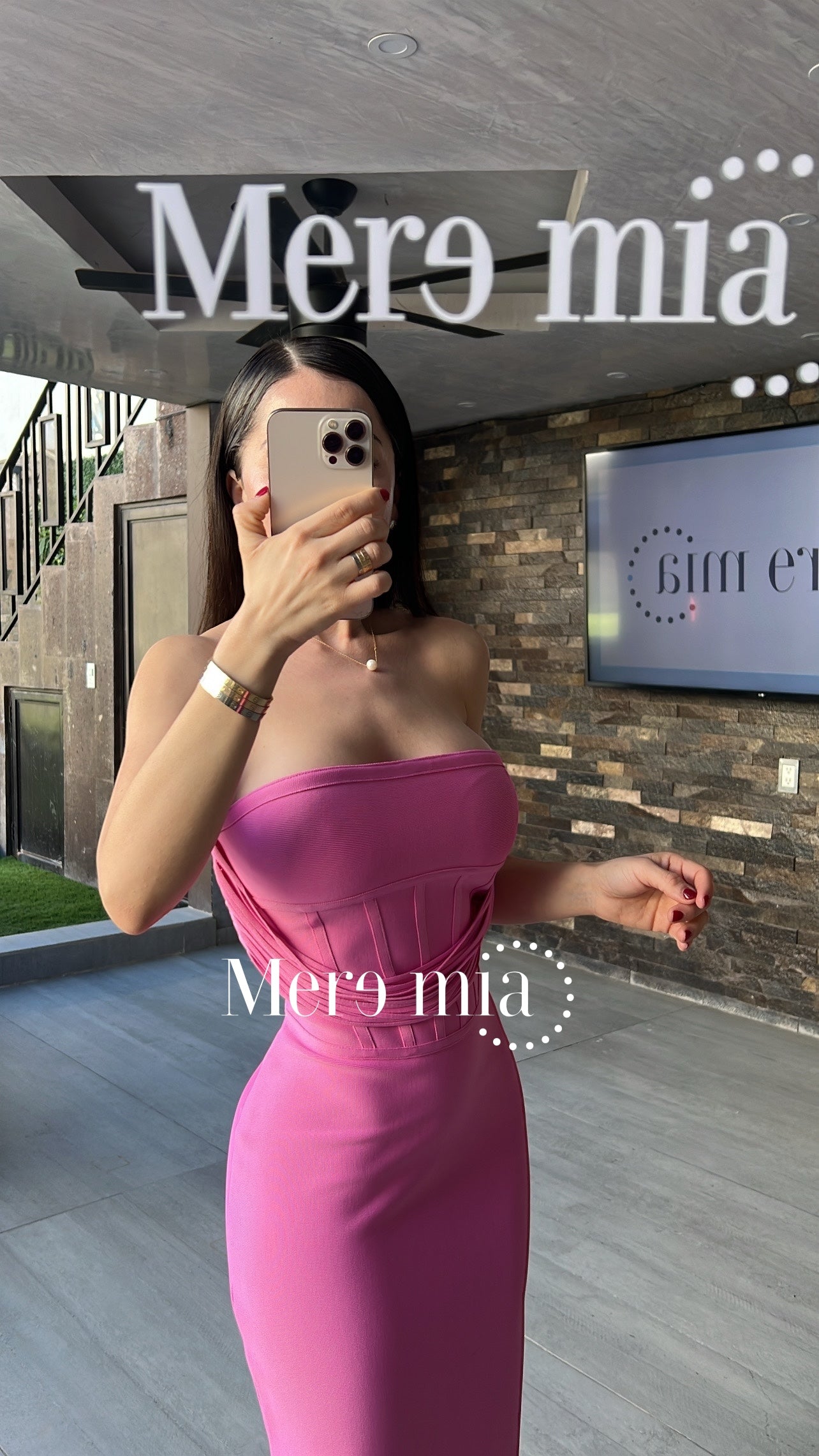 Vestido rosa tiras