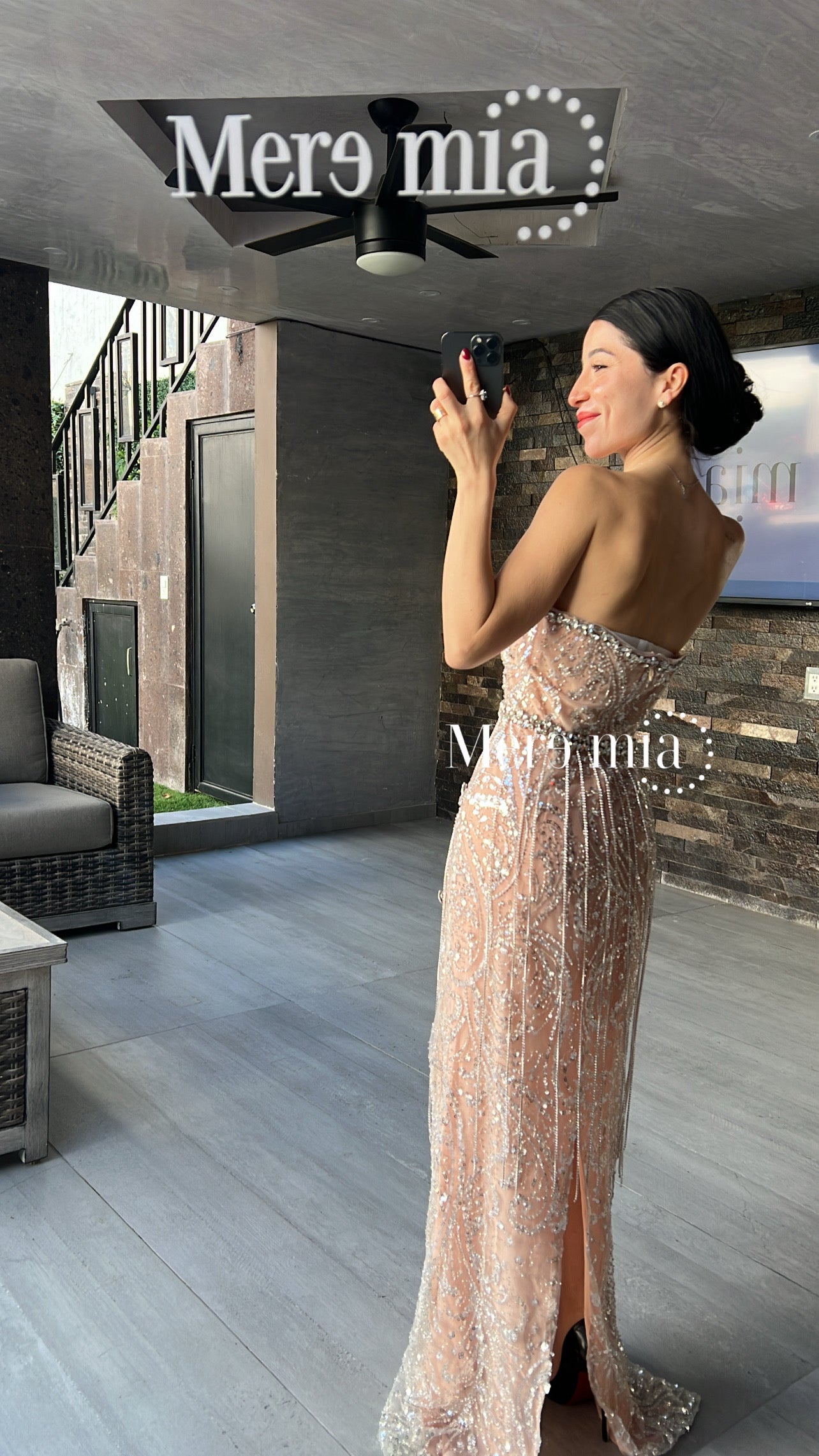 Vestido plata nude barbas