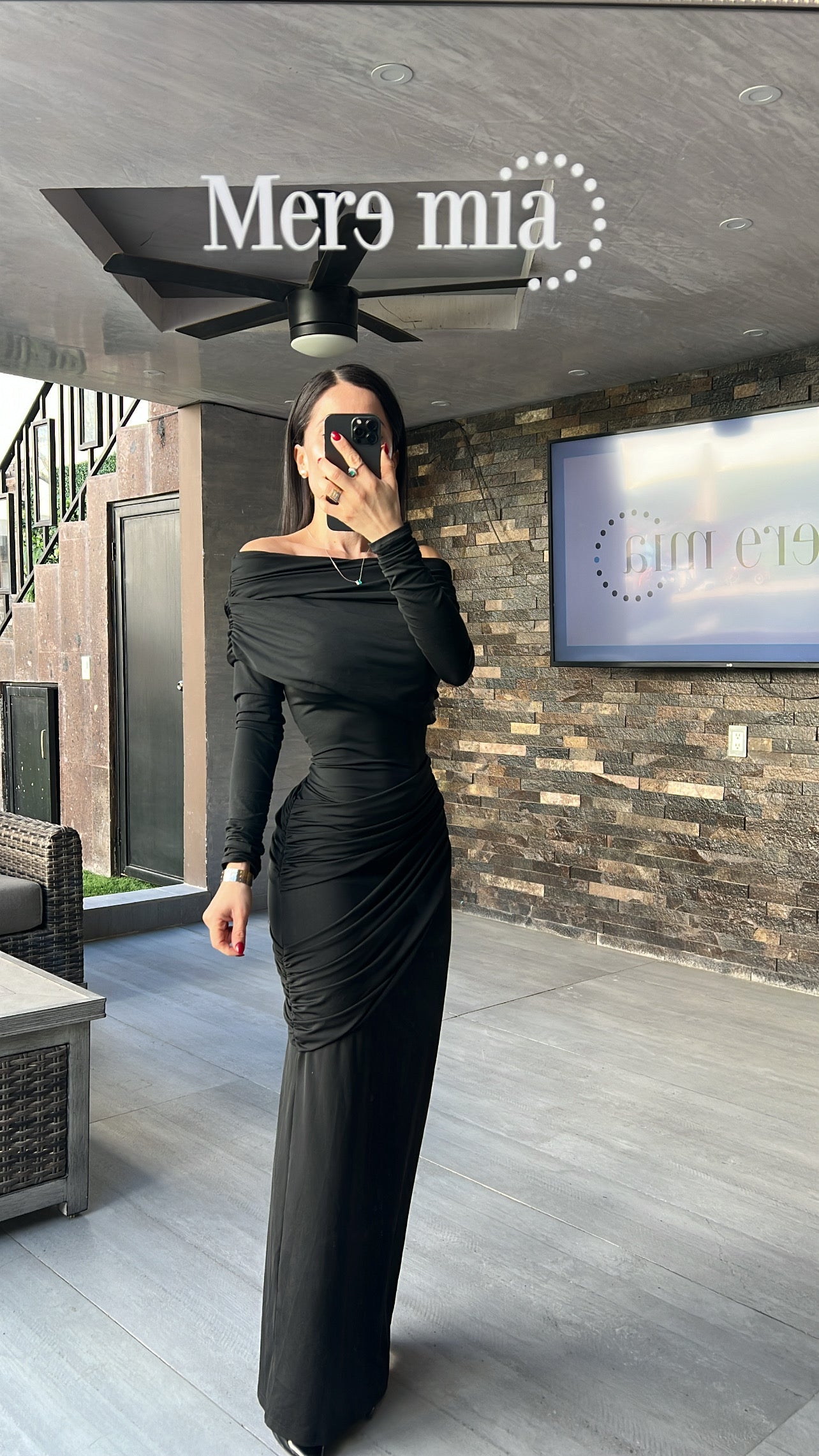 Vestido negro plisado ml