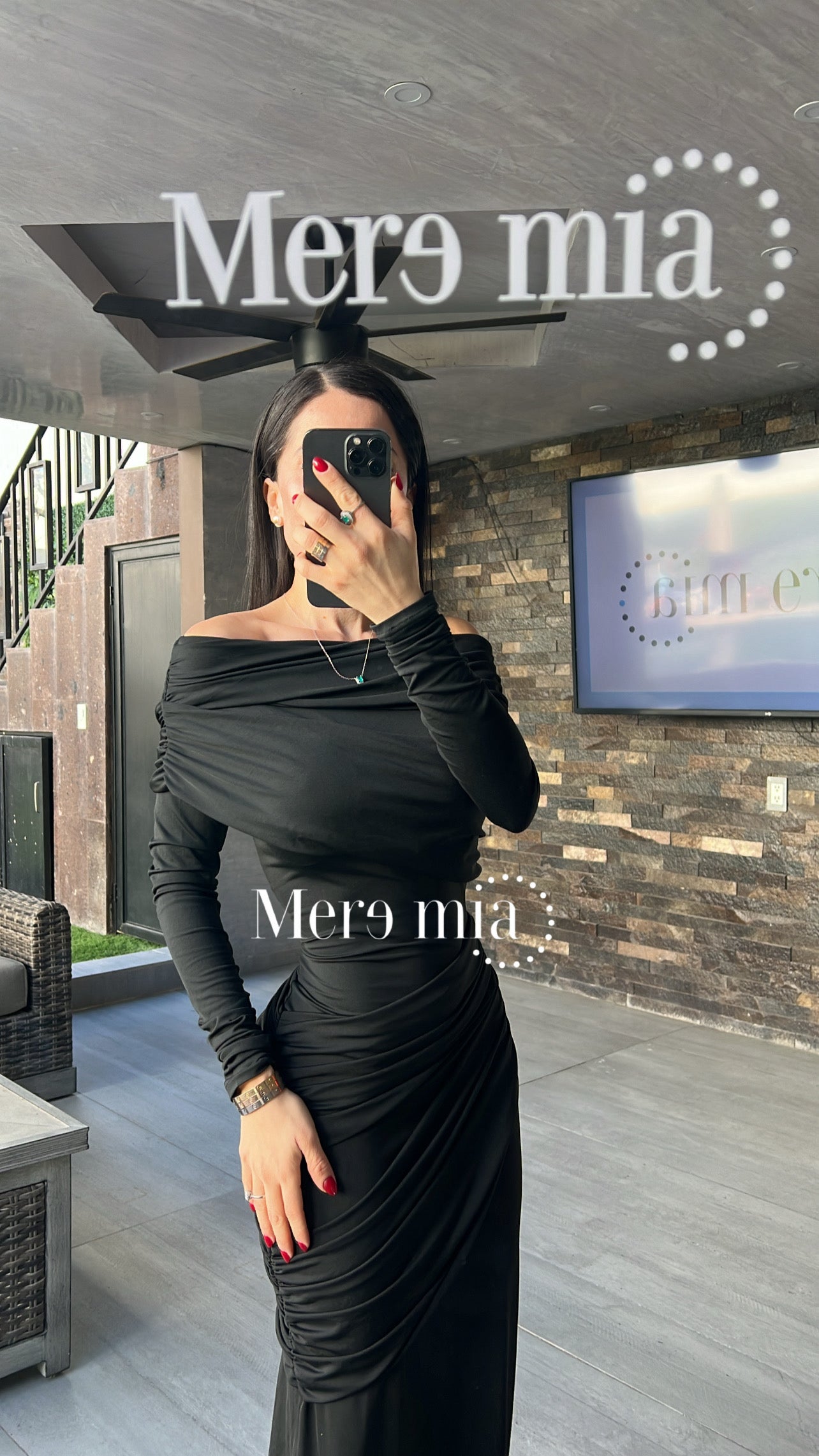 Vestido negro plisado ml