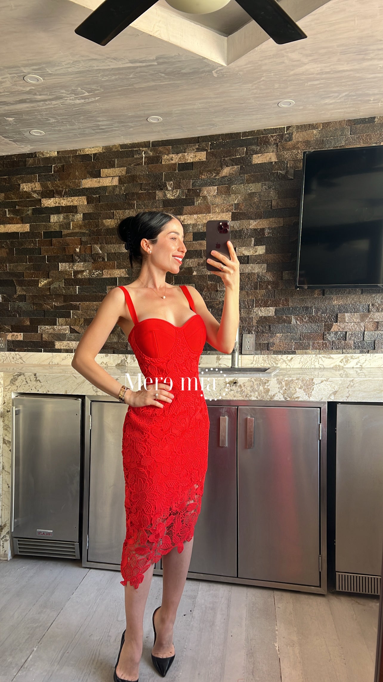 Vestido rojo encaje copas