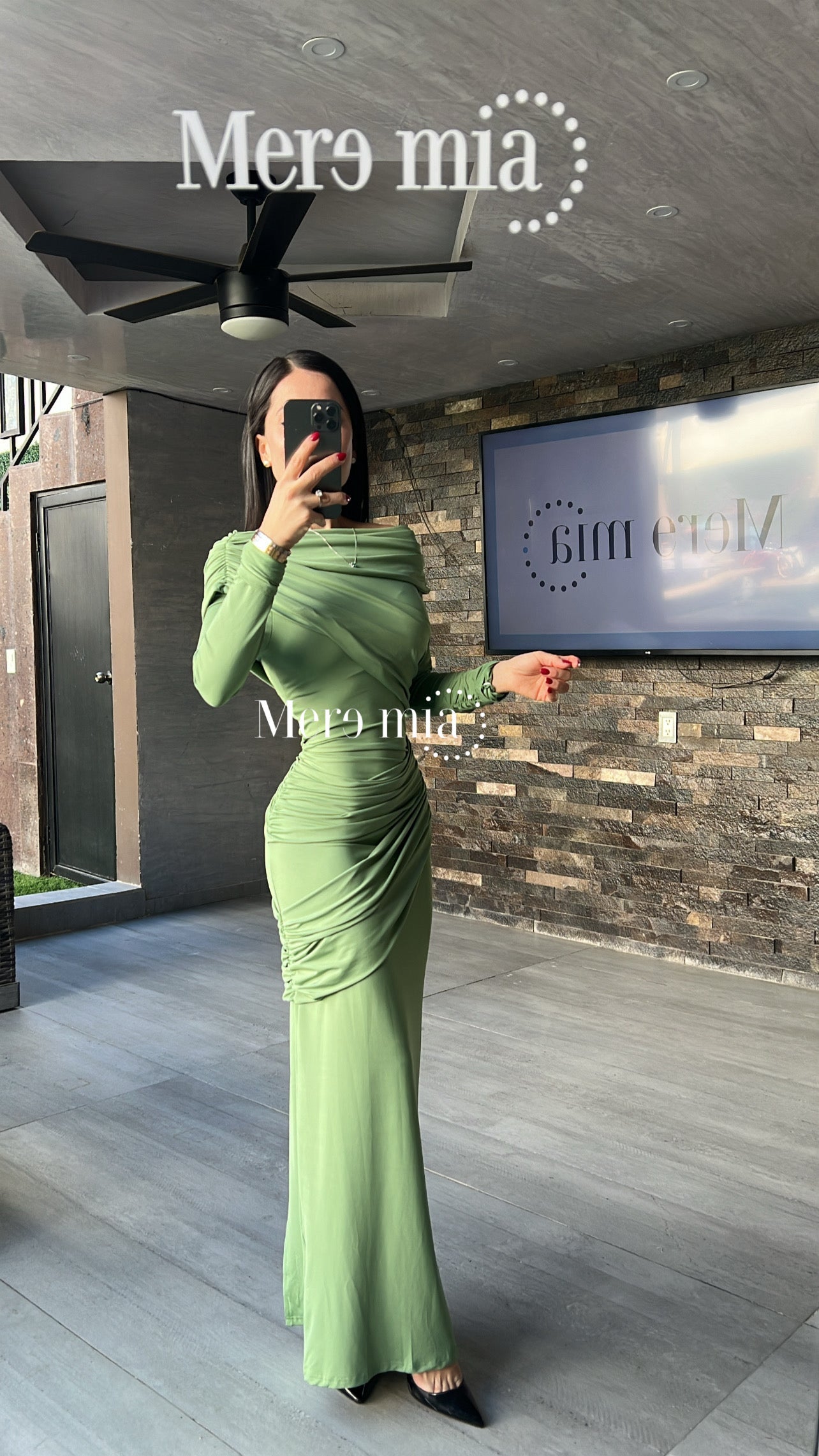 Vestido plisado hombro ml