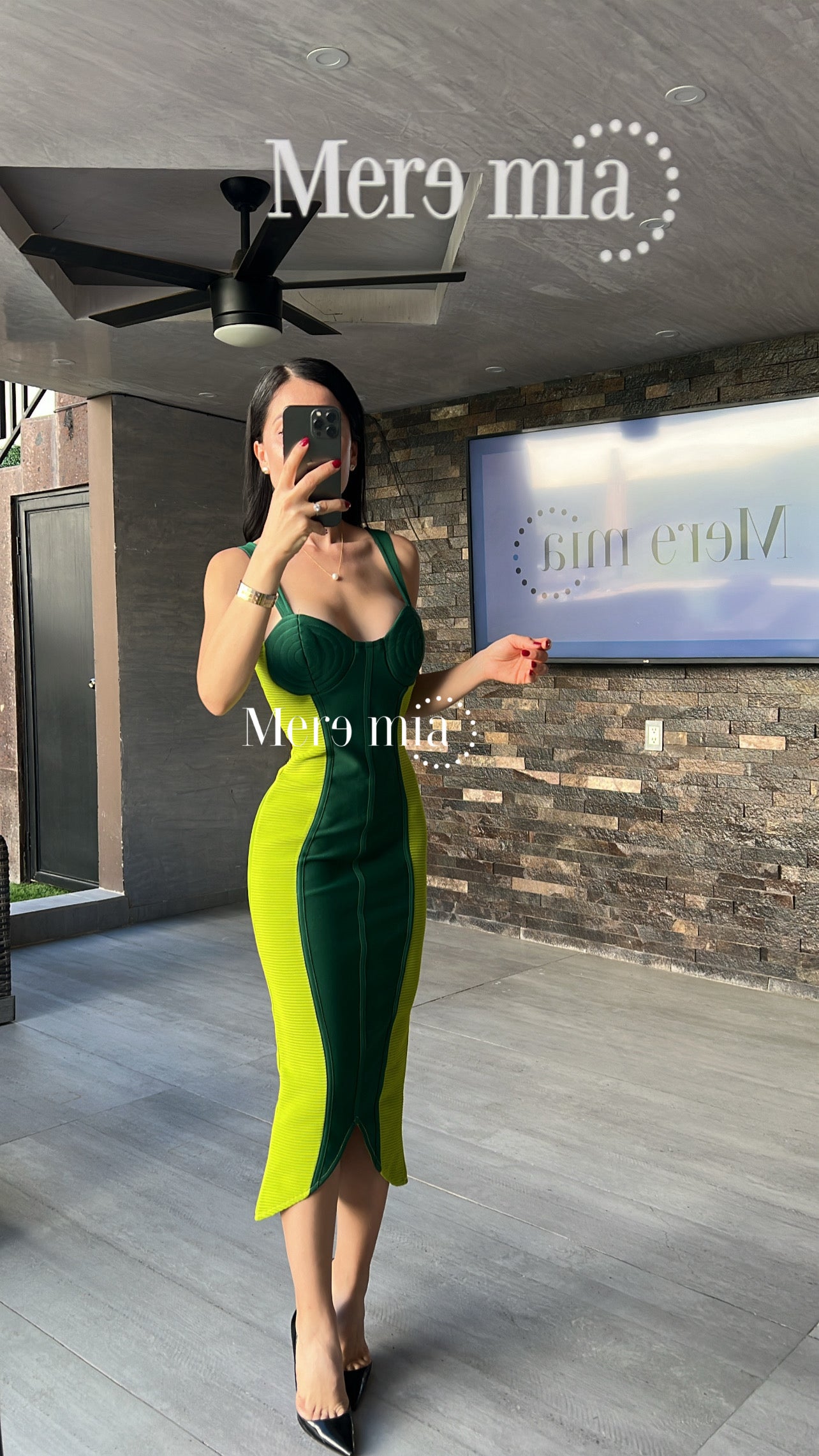 Vestido verdes copa  midi