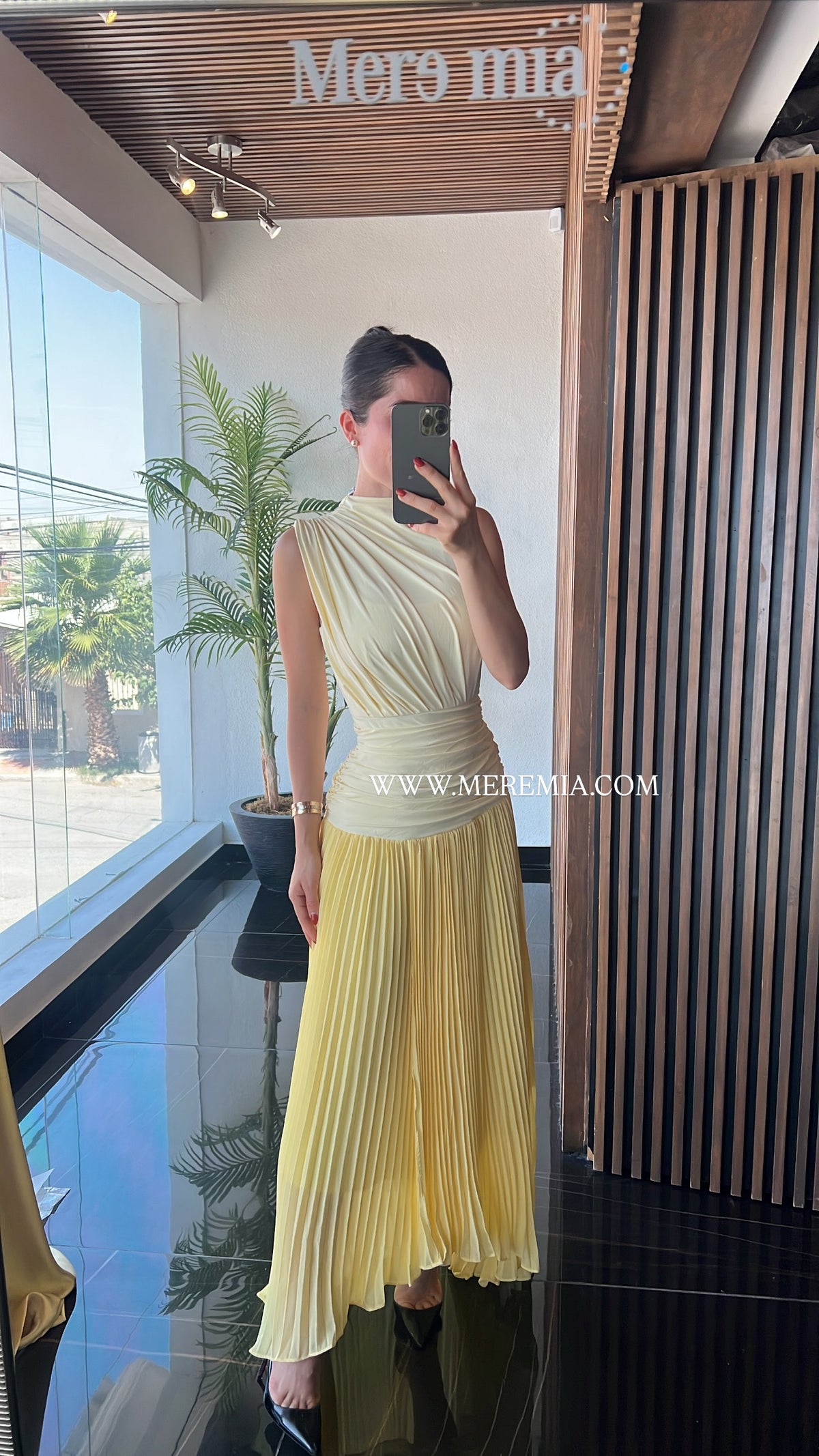 Vestido drapeado plisado cint