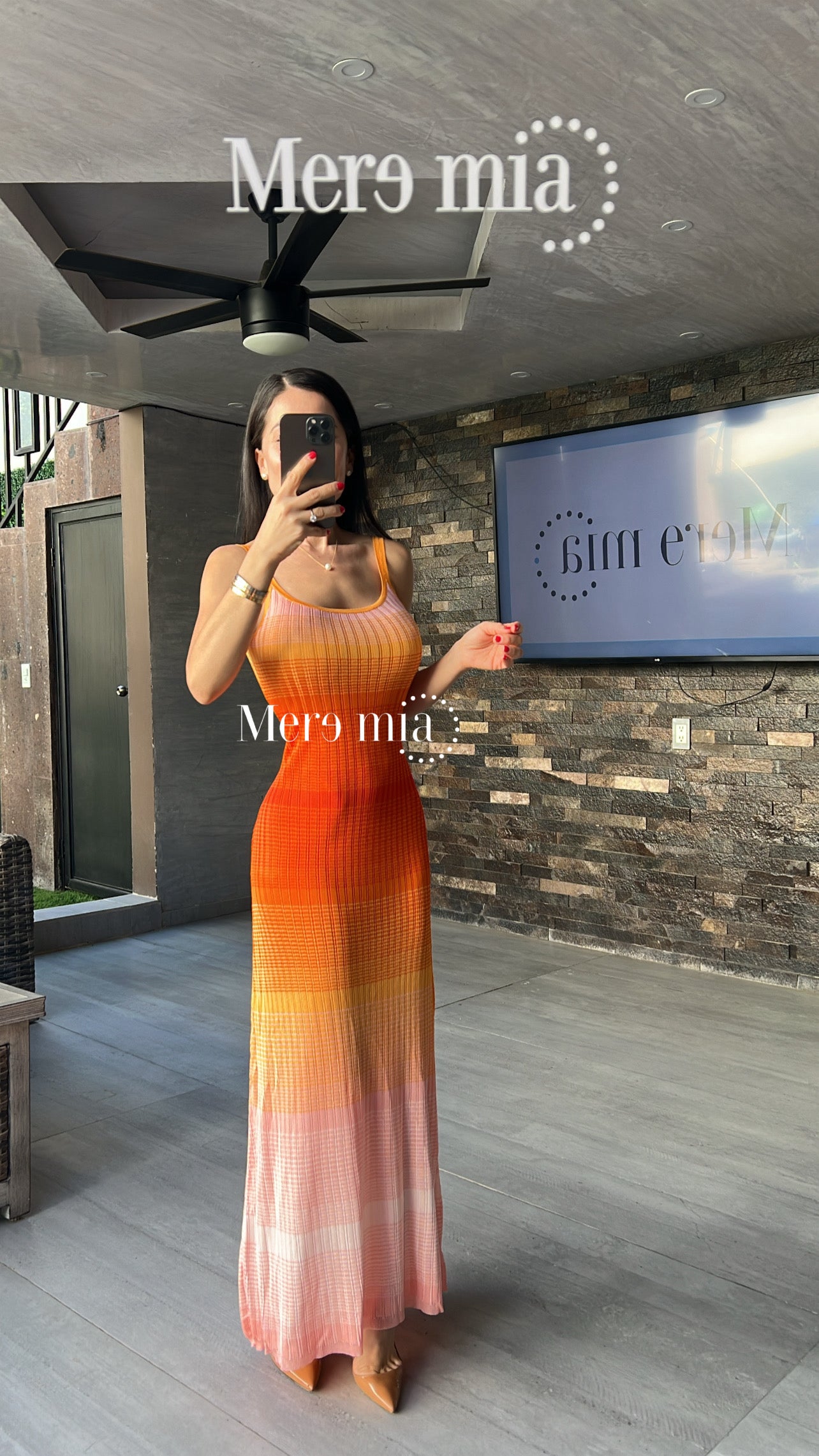 Vestido naranja rayas