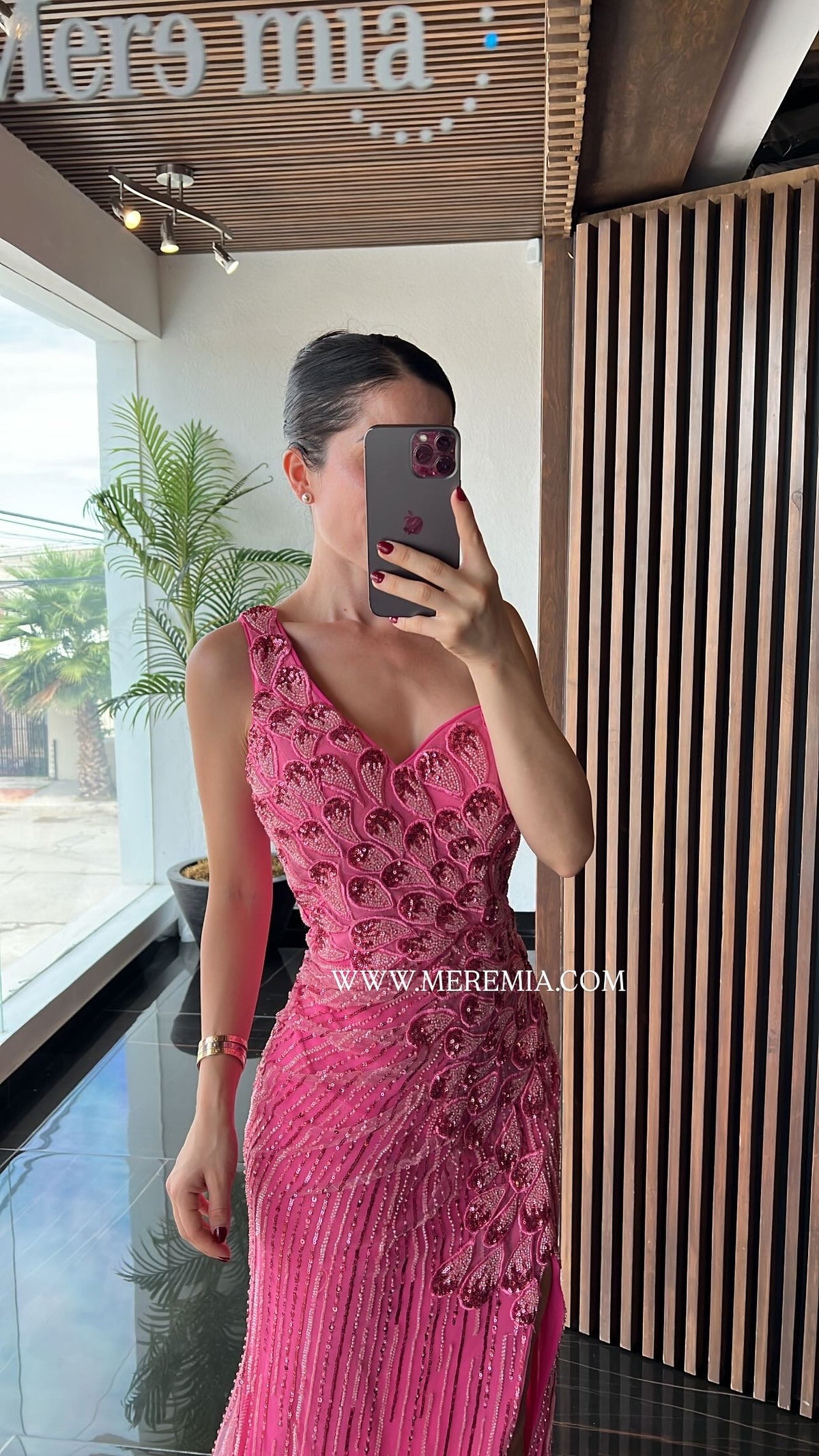Vestido rosa lent hombro