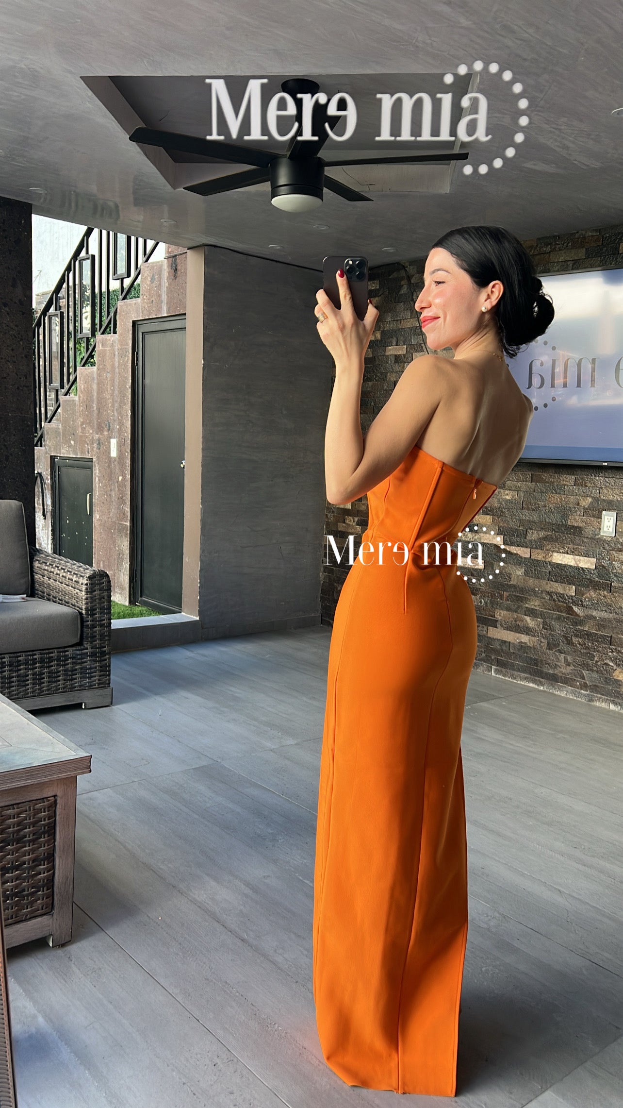 Vestido naranja strapp apl arr